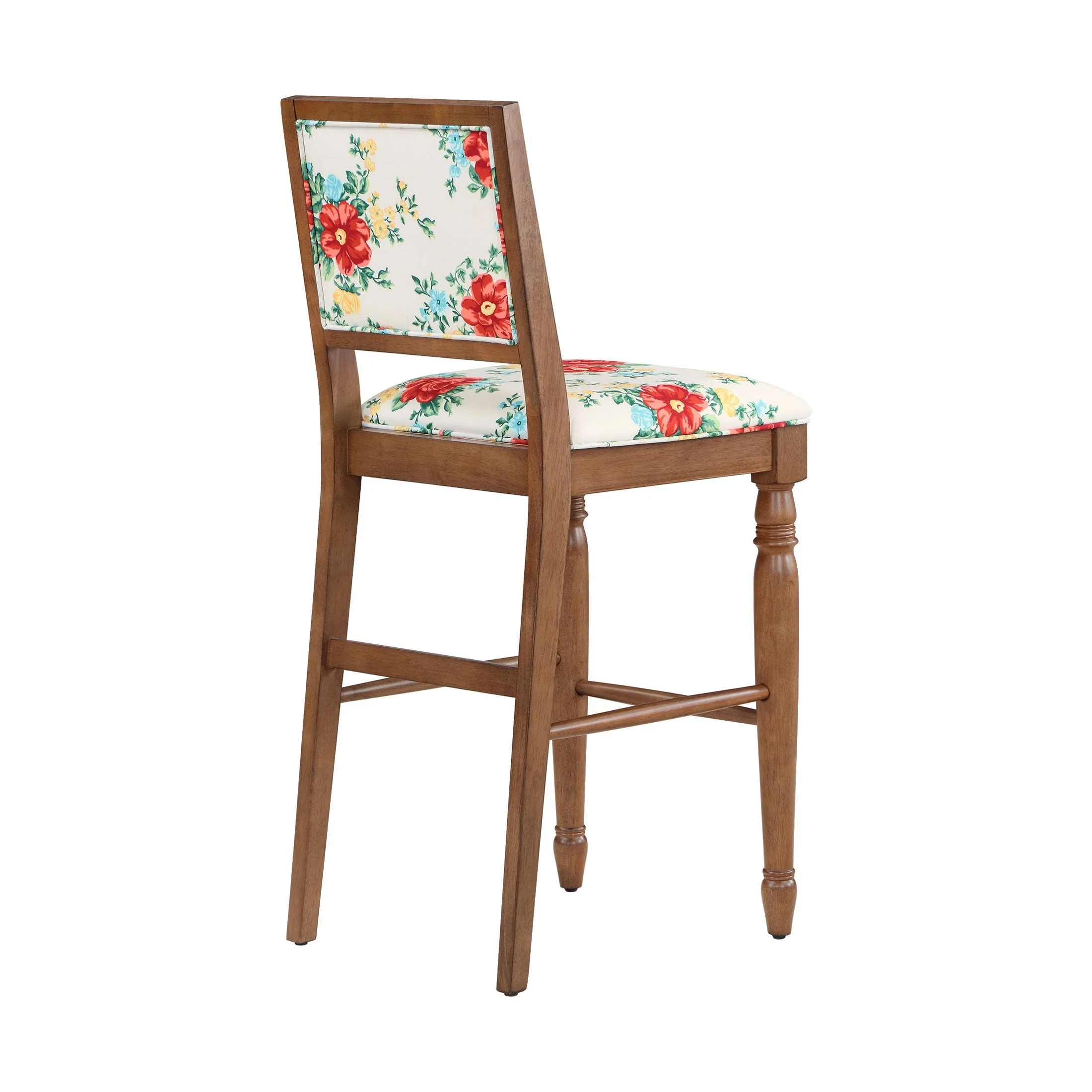 Vintage Floral Bar Stools Made With Solid Wood Frame, Set of 2 - Image 8
