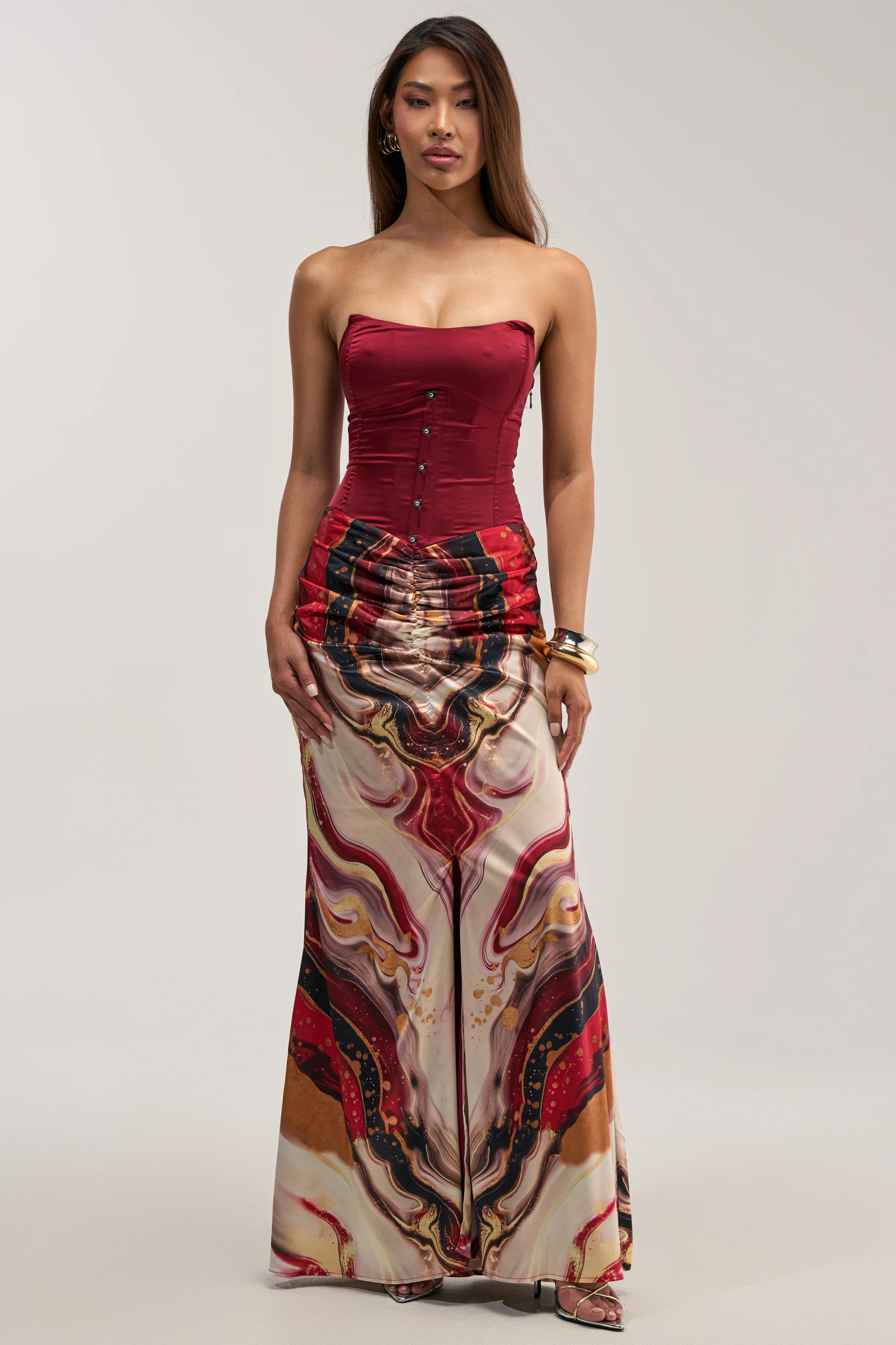 SAMARA ABSTRACT MAXI DRESS IN RED MULTI - Akira Store
