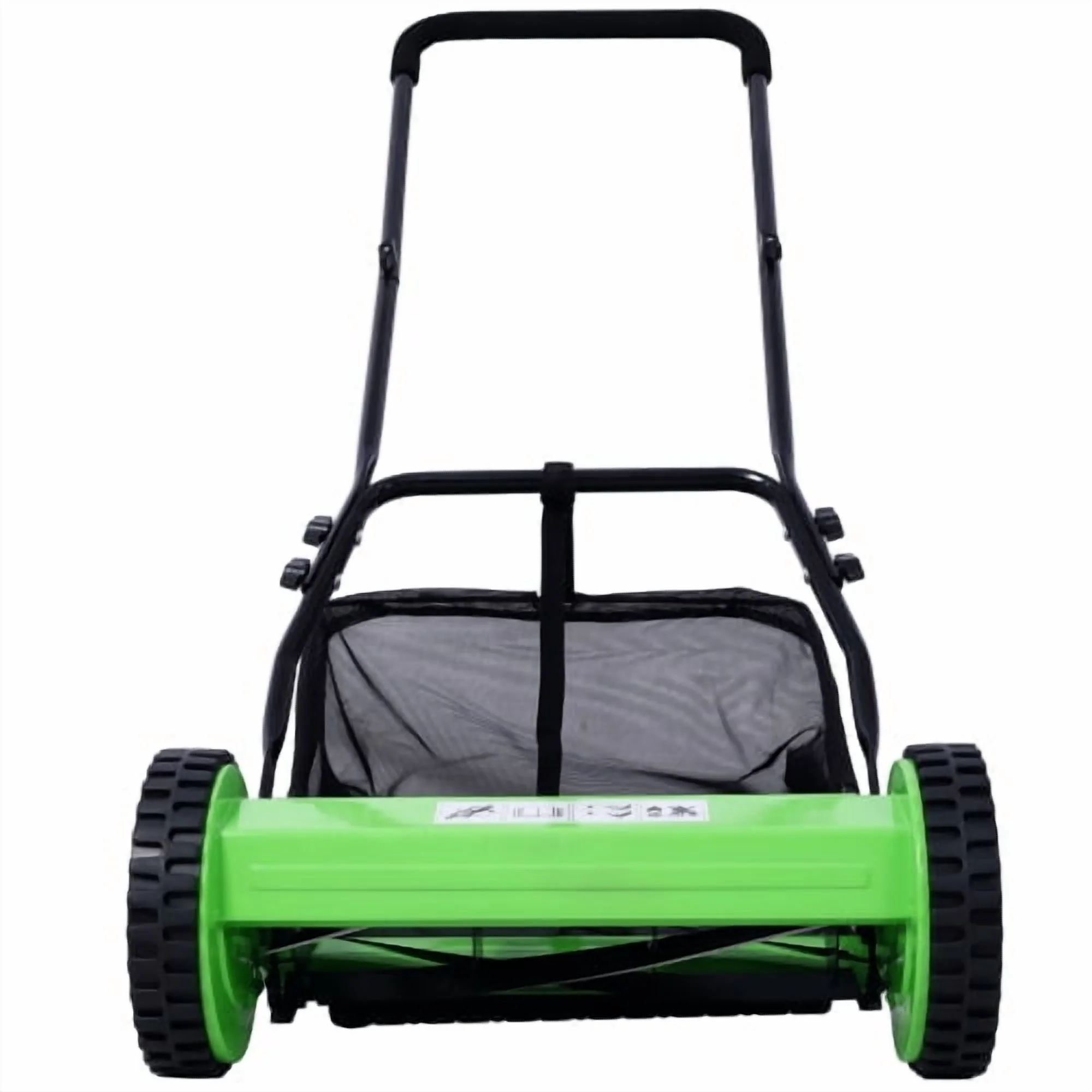 14-Inch Push Reel Lawn Mower, 5-Blade with Grass Catcher, Adjustable Height, Manual, Green - Image 3