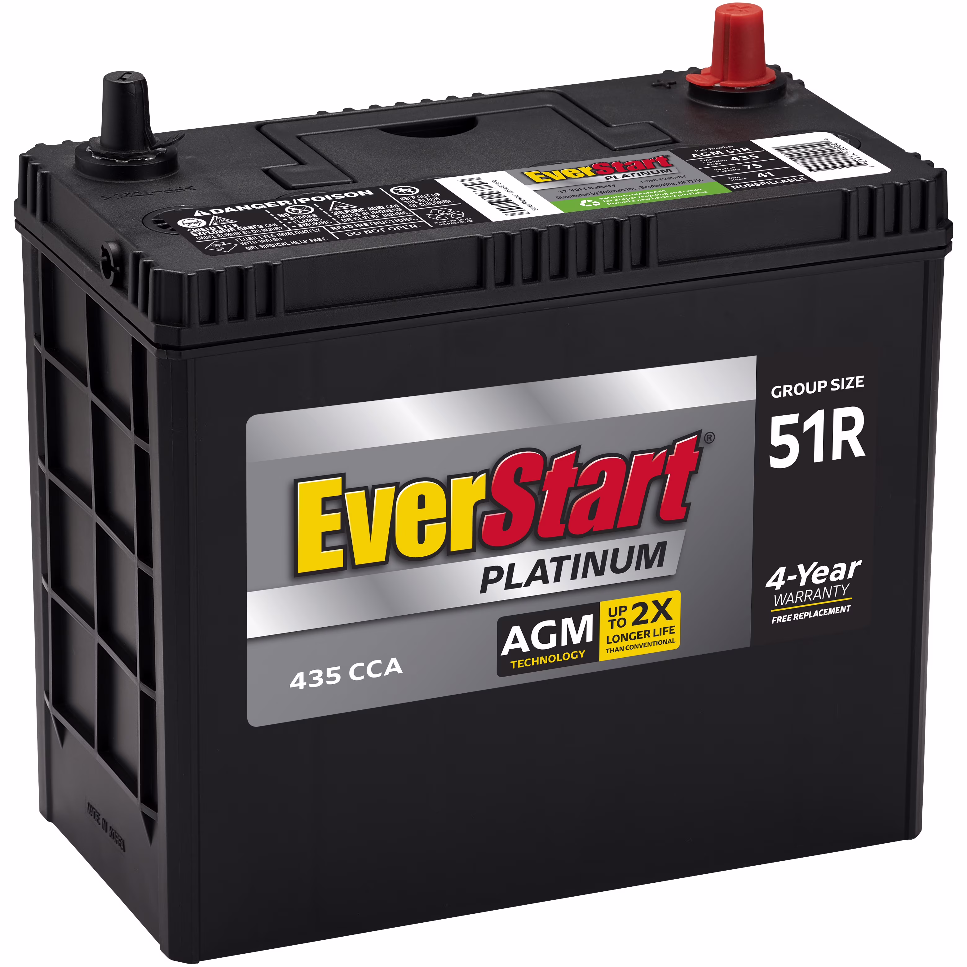 Platinum BOXED AGM Battery, Group Size 51R 12 Volt, 435 CCA