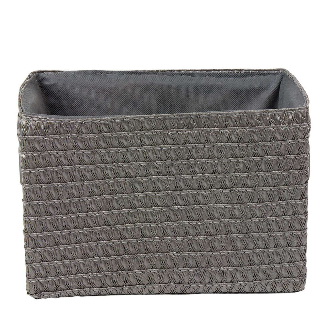 Panière de rangement grise effet tressé x3