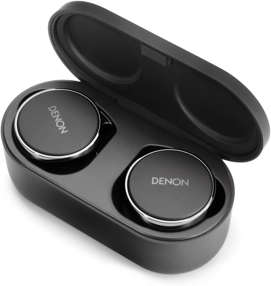 Denon PerL Pro True Wireless Earbuds - Adaptive Active Headphones Wireless Noise Canceling  Masimo Adaptive Acoustic Technology  Spatial Audio  32Hr Battery Life  Wirefree Charging  Black