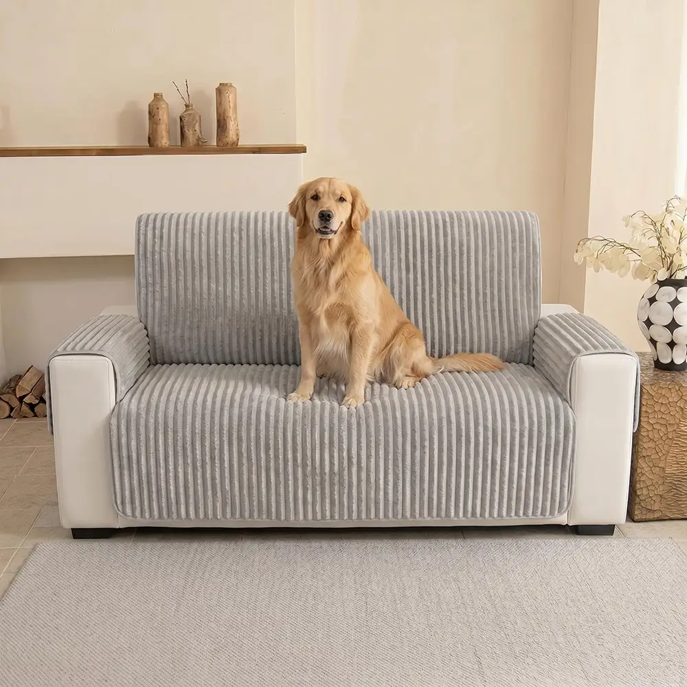 Plush Pet-Friendly Non-Slip One-Piece Couch Cover Recliner Couch Cover - Strips