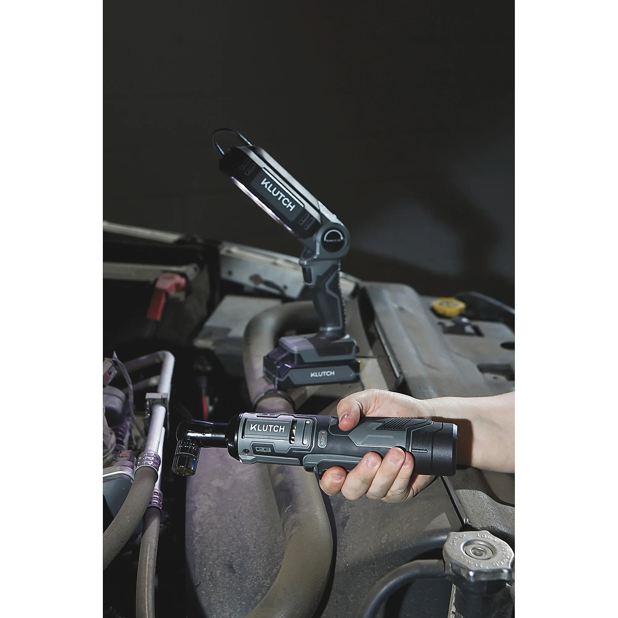 Klutch 3/8in. Ratchet Wrench Kit, 12V, Cordless, Lightweight, Ergonomic, 2.0Ah