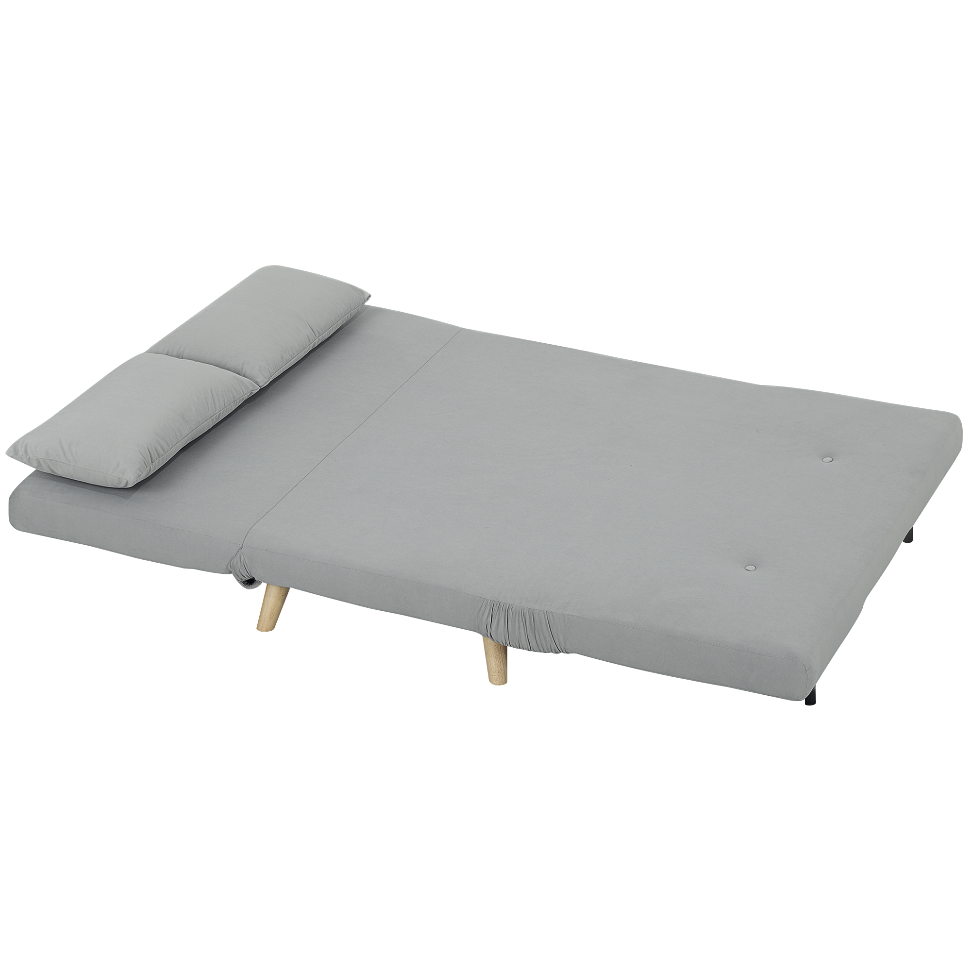 HOMCOM Slaapbank Relaxbank Bank Sofa, incl. 2 Kussens, Fluweel Look, 130 x 78 x 79 cm, Lichtgrijs
