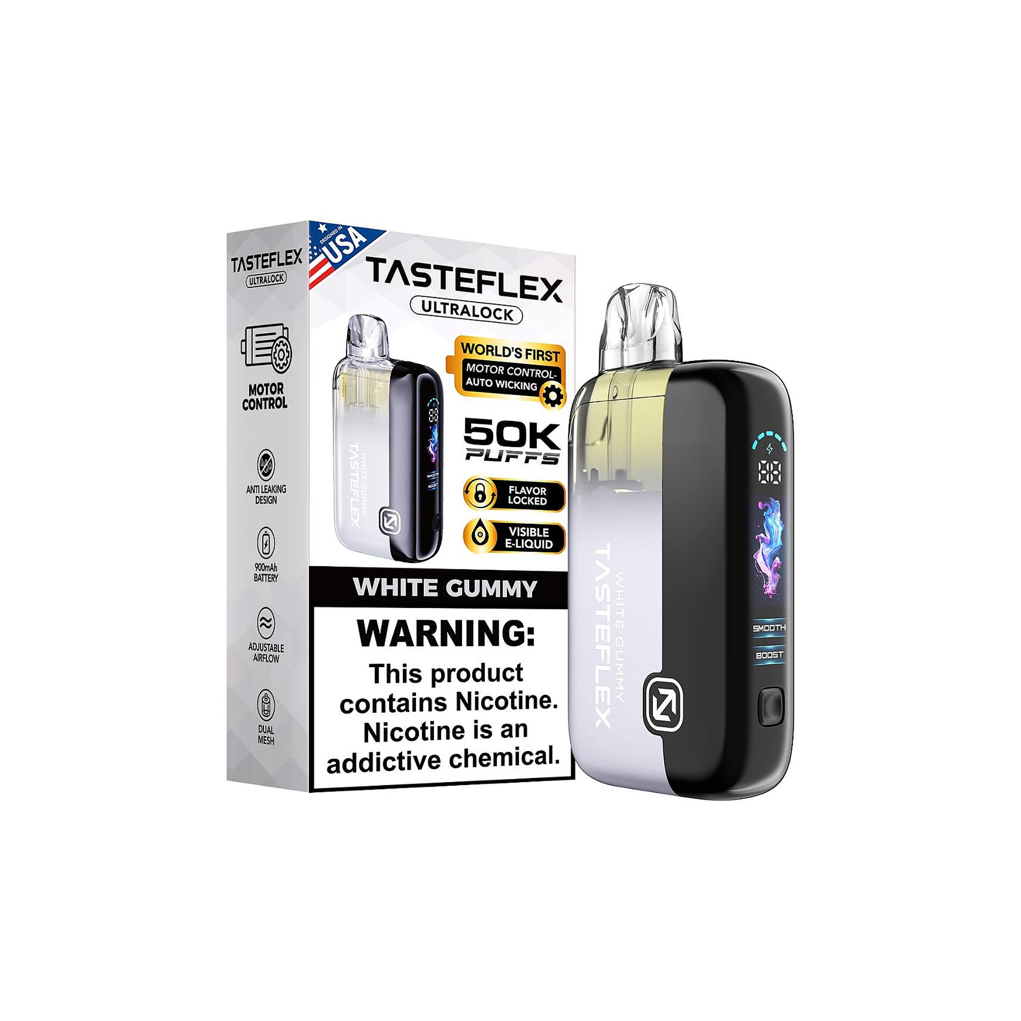 TasteFlex UltraLock 50K Disposable Vape - White Gummy
