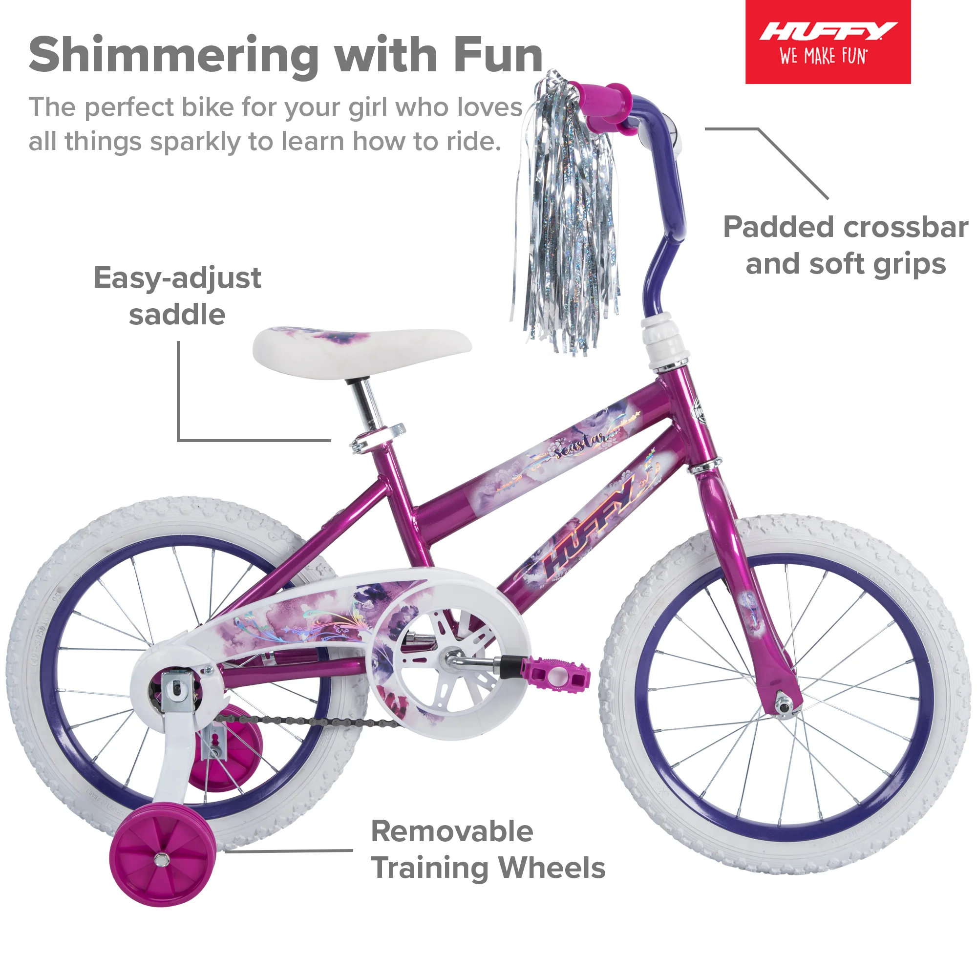 16 in. Sea Star Girl Kids Bike, Metallic Purple