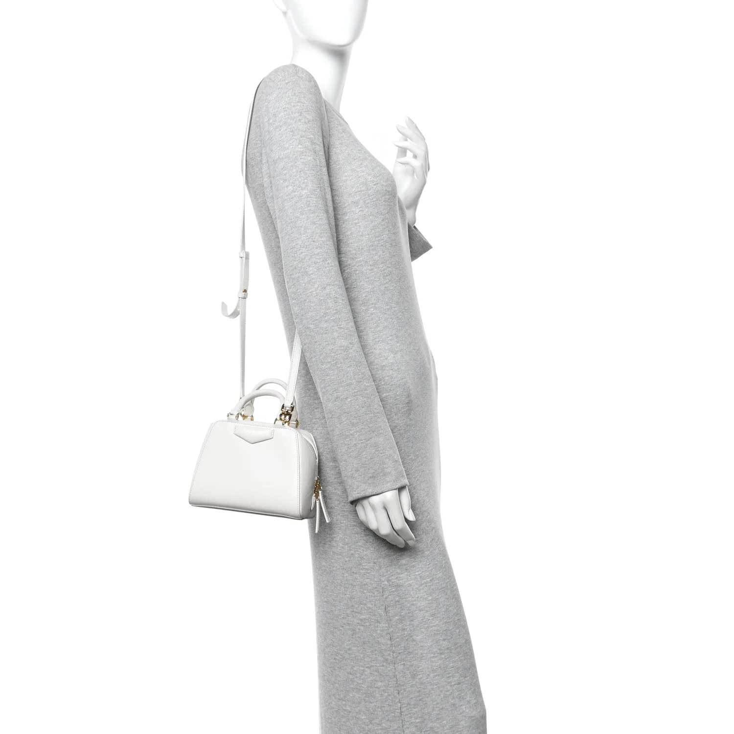 Tumbled Buffalo Micro Antigona Cube Bag White