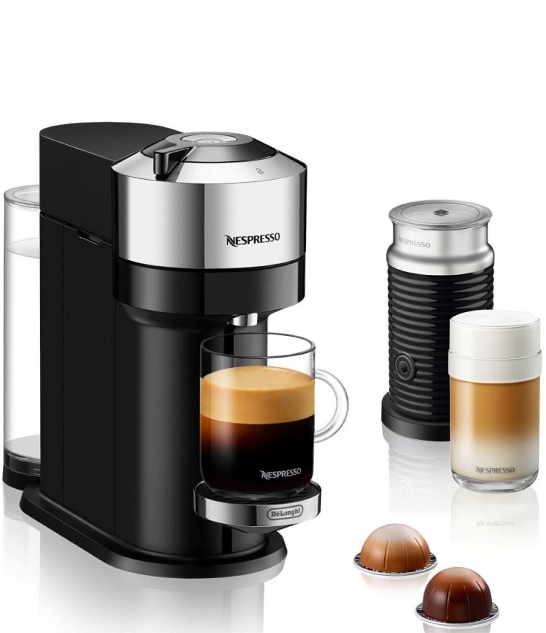 Nespresso by De'Longhi Vertuo Next Chrome Coffee and Espresso Machine with Aeroccino