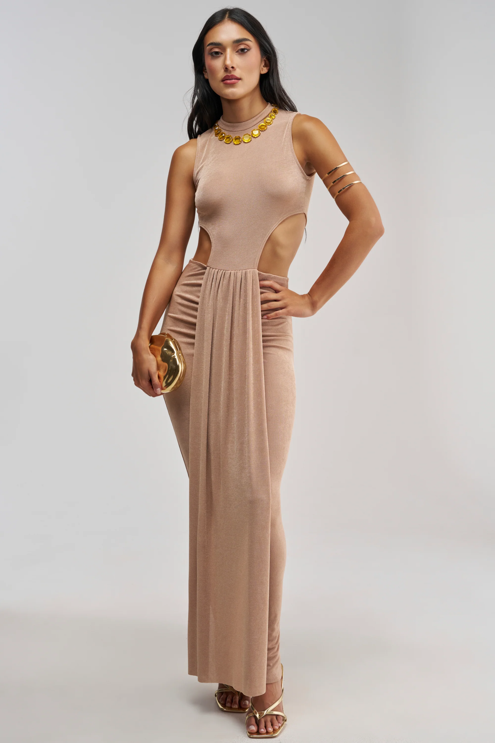 MAKE IT UP TO ME MAXI DRESS IN CARAMEL - Akira Store
