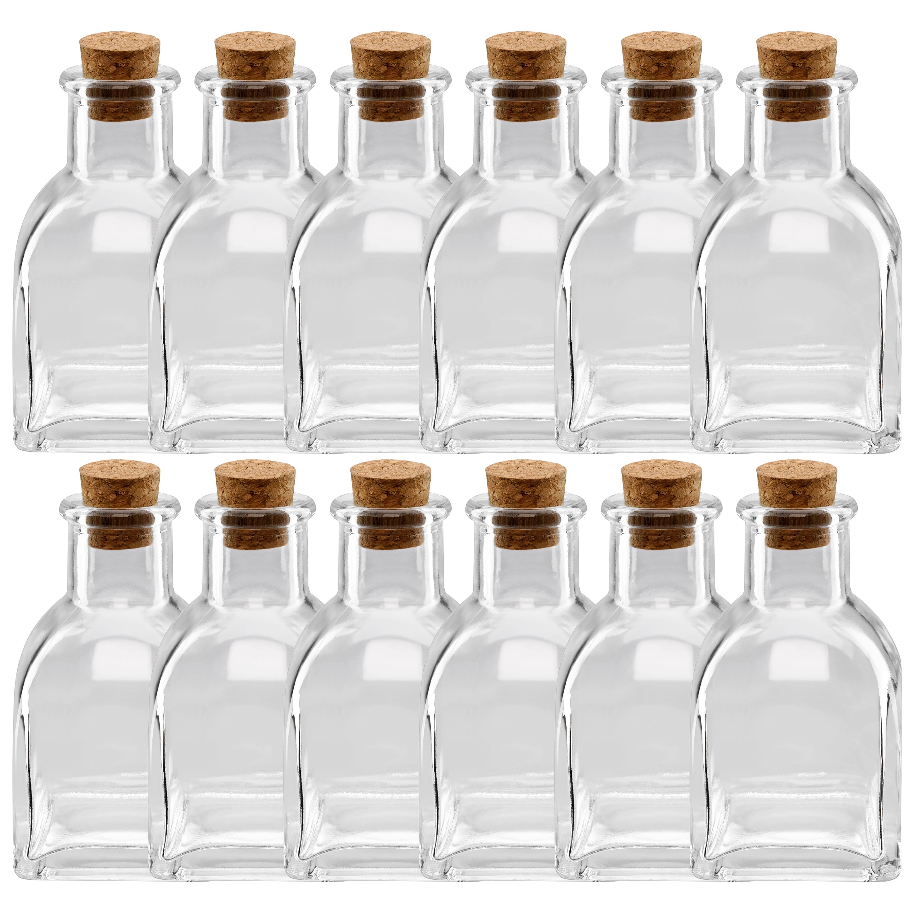 Ashland Mini Square Glass Bottle with Cork - Each