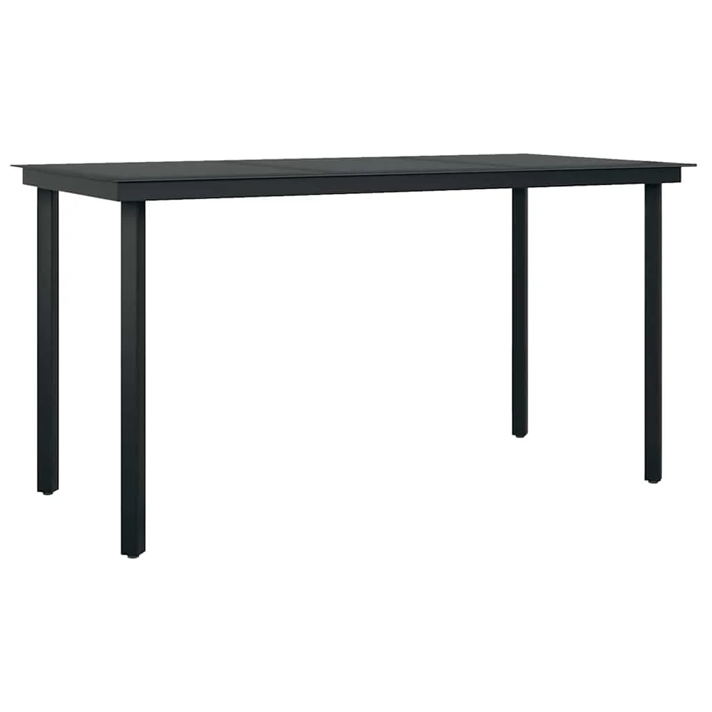 Vidaxl 7 Piece Patio Dining Set with Cushions Black Poly Rattan Glass