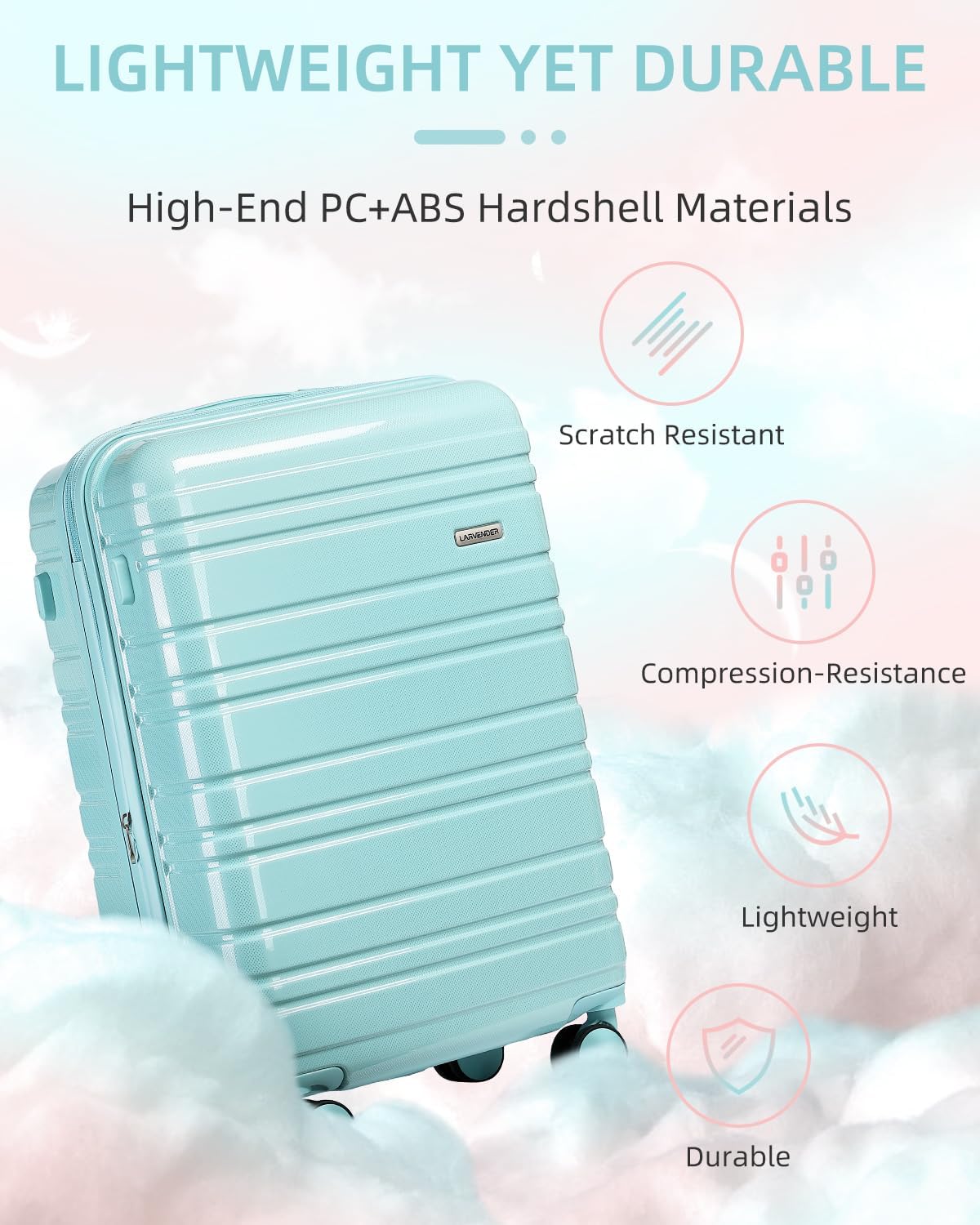 Ensemble de 6 valises, ensemble de valises rigides extensibles avec roulettes multidirectionnelles, ensemble de bagages à roulettes légers