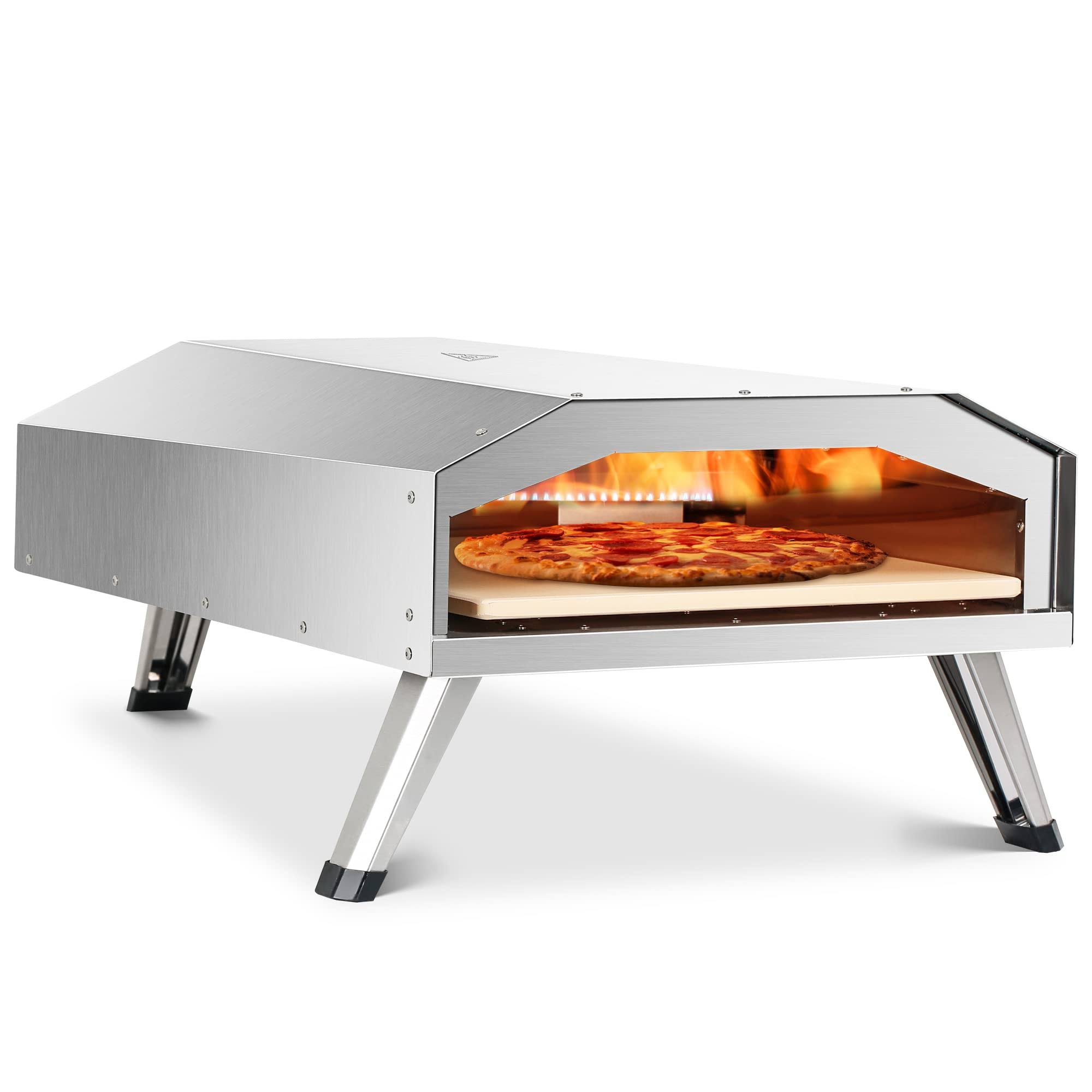 Big Horn Gas Pizza Oven, 12 inch Portable Stainless Steel Propane Pizza Oven, Outdoor Pizza Maker with Stone for Baked Pizza