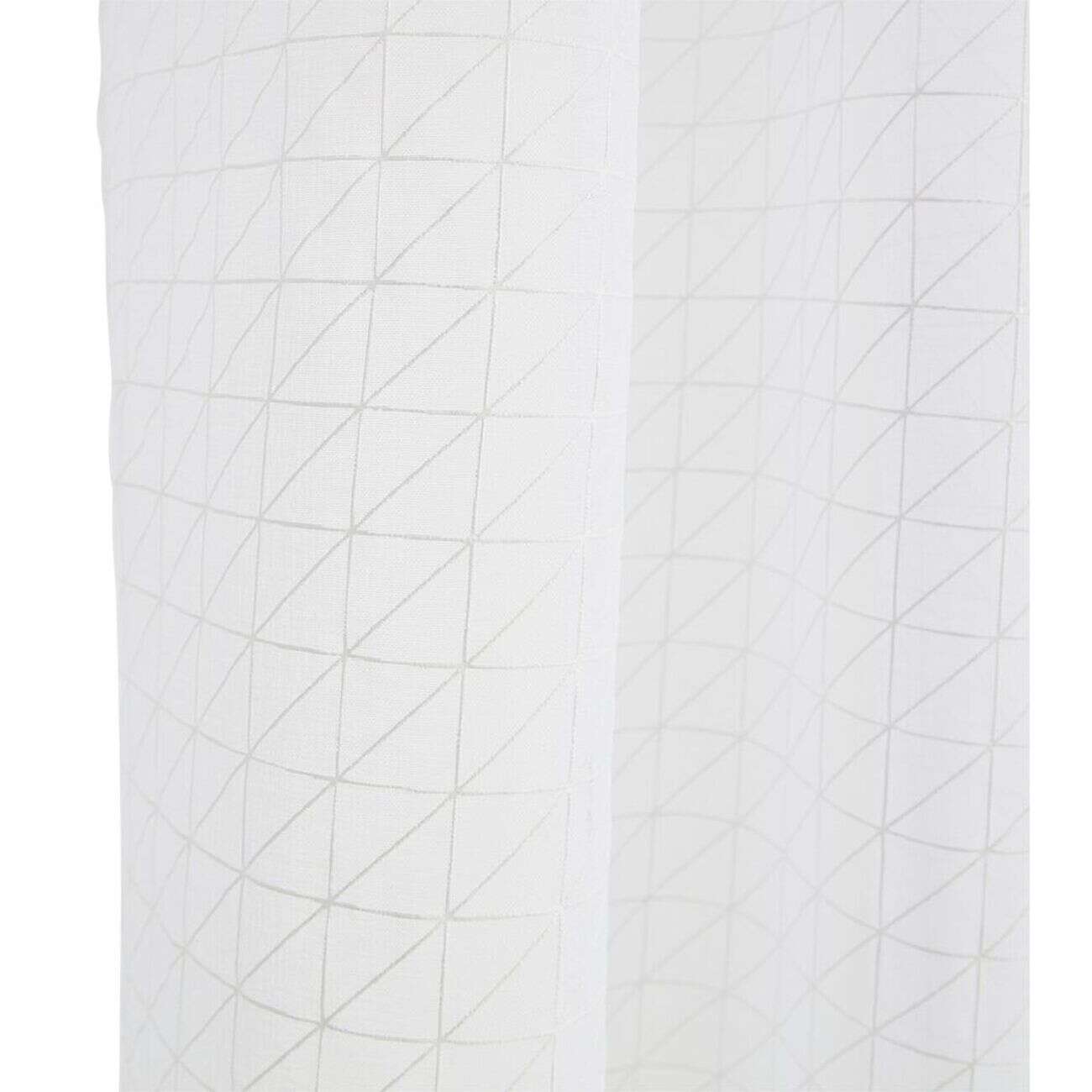 Voilage polyester 140x240cm motif géométrique blanc