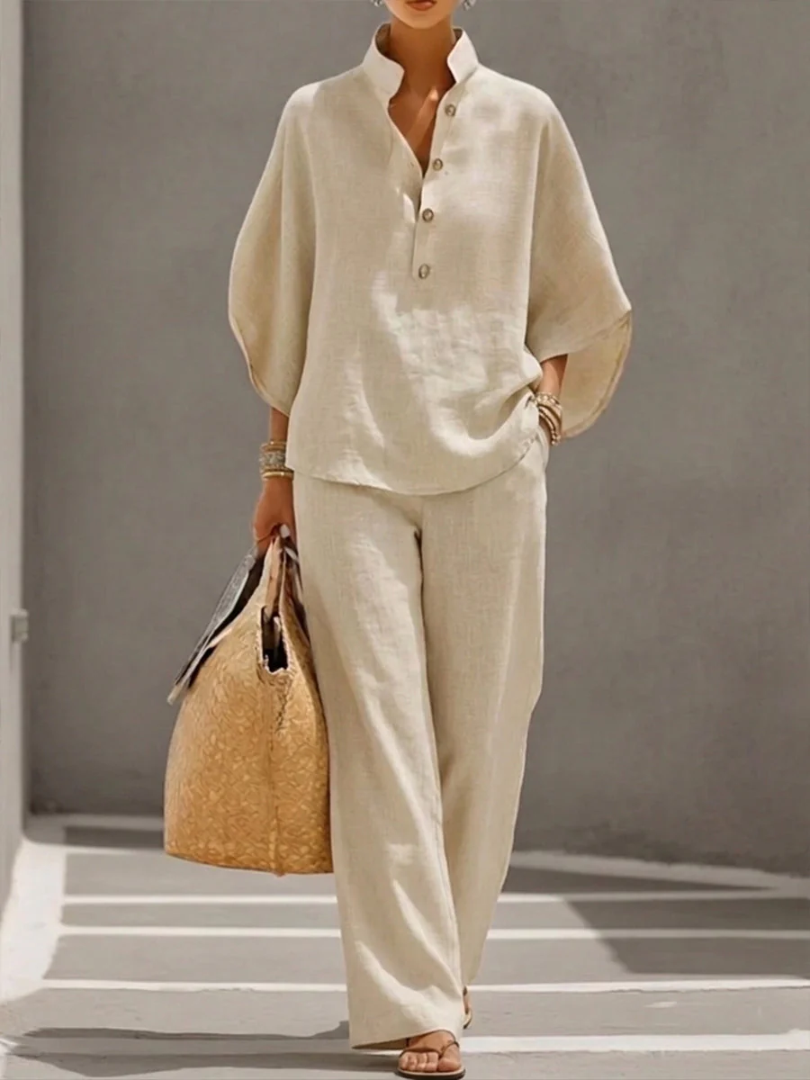Mariel | Ensemble avec manches chauve-souris et pantalon ample.