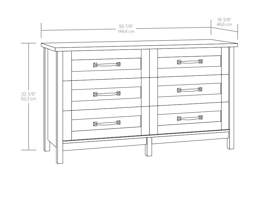 Better Homes & Gardens Modern Farmhouse 6-Drawer Dresser, Rustic White Finish