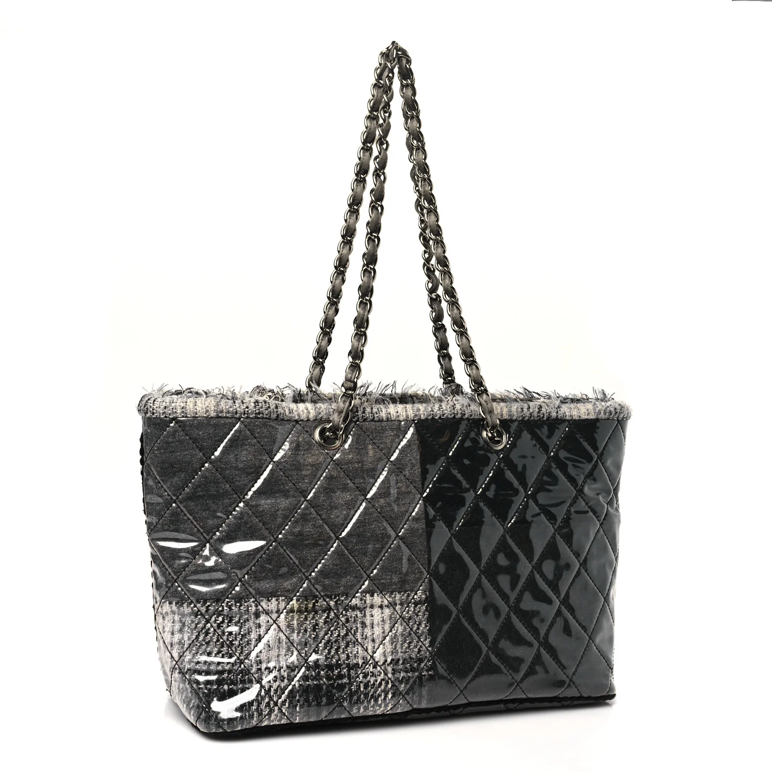 Vinyl Funny Tweed Patchwork Tote Grey