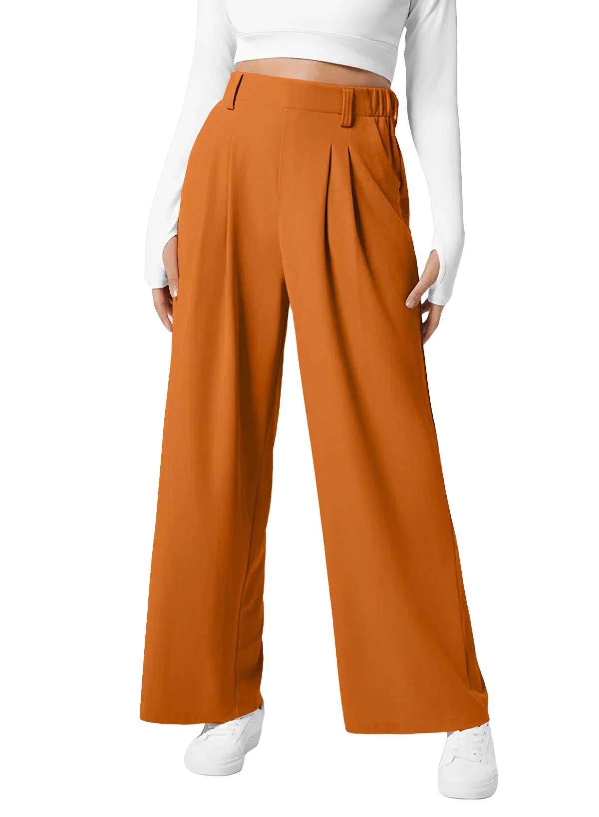 Kyla - Pantalon Large Taille Haute Élastique