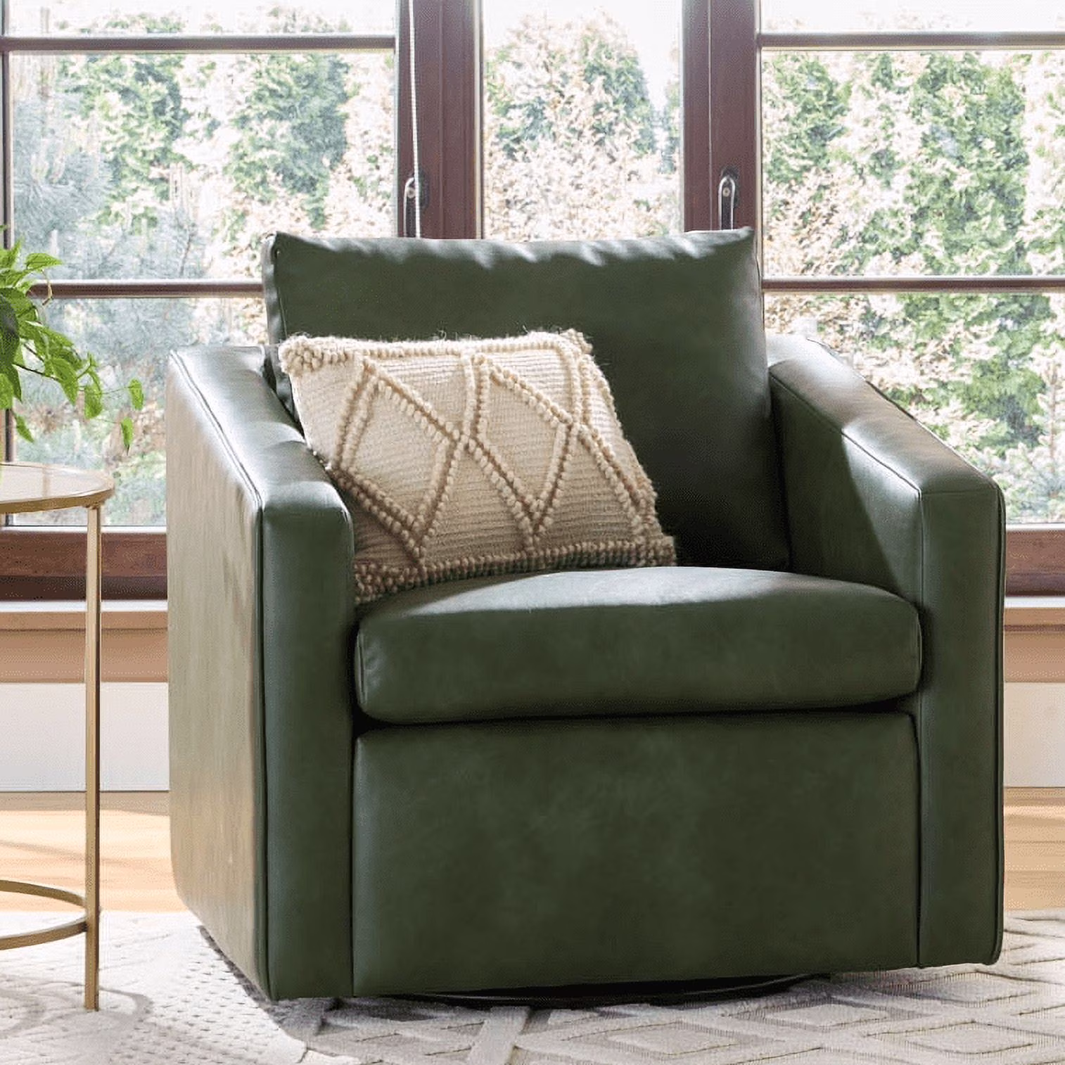 Better Homes & Gardens Steele Swivel Accent Chair, Camel Faux Leather