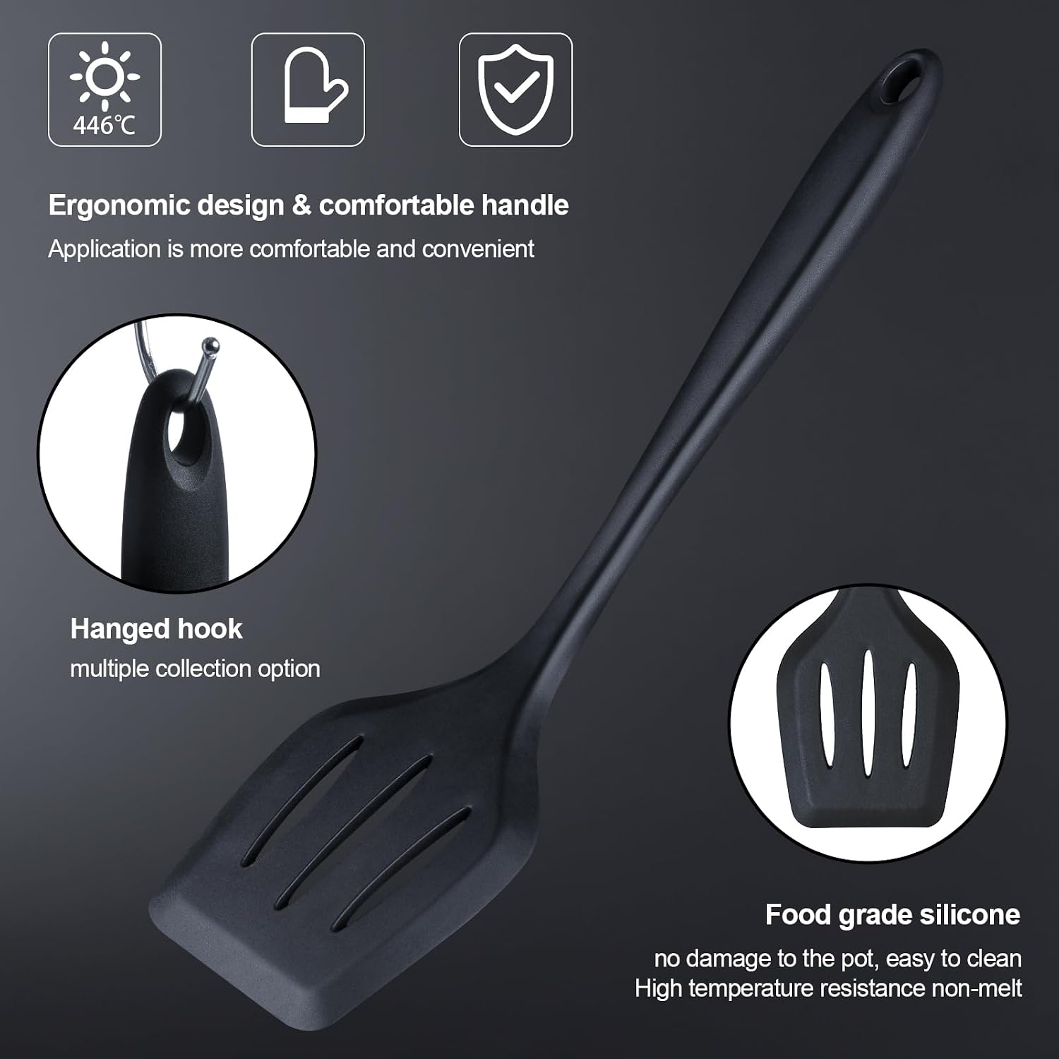 RAXCO Kitchen Utensils Set, 18-Piece Cooking Utensils and Knife Set, Black
