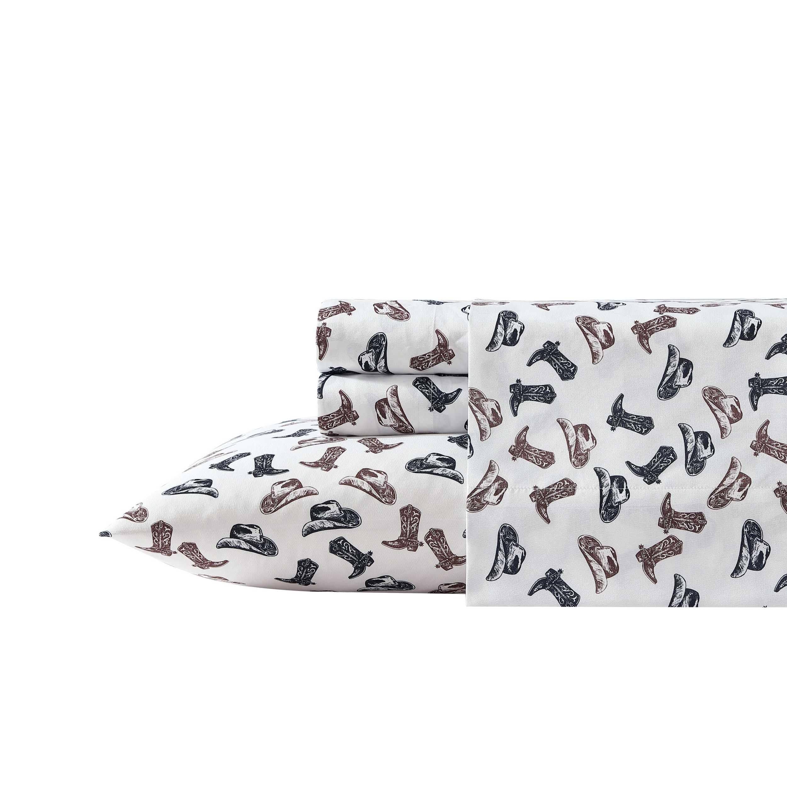 Wrangler Boots N Hats Brown King Sheet Set
