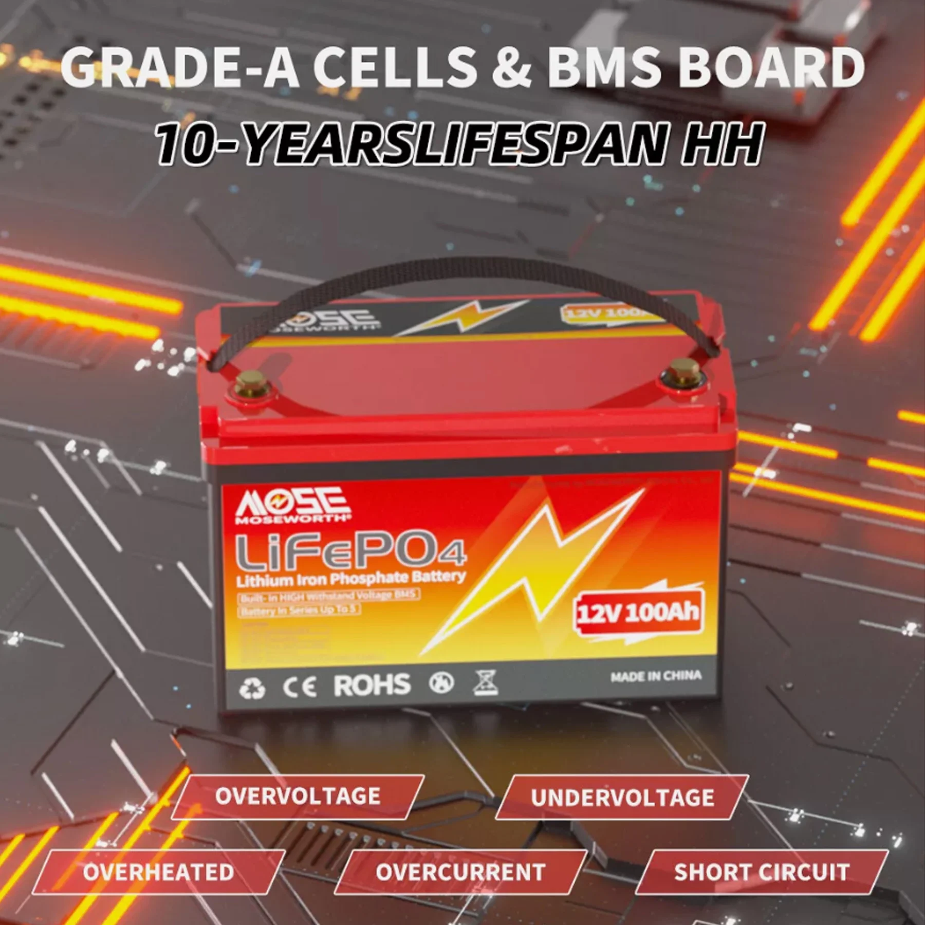 12V 100Ah LiFePO4 Lithium Battery, RV,Solar,Trolling Motor,Camping,Marine,off-Grid,Group 31 15000+Deep Cycles Battery,Low Temp Cut off - Image 7