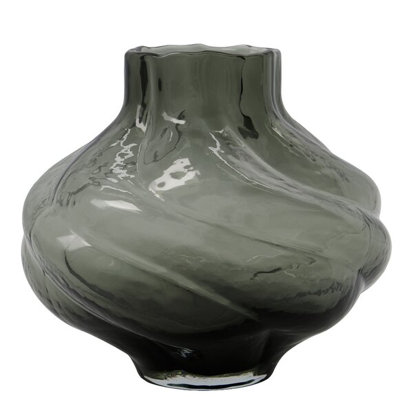 Turn vase 20 cm røkt grå