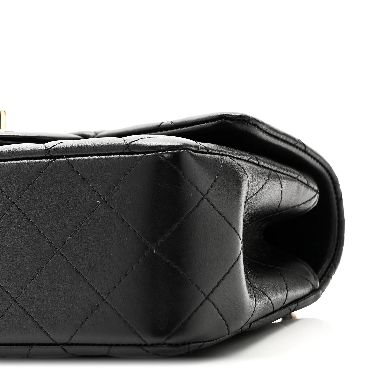 Lambskin Quilted Mini Top Handle Rectangular Flap Black