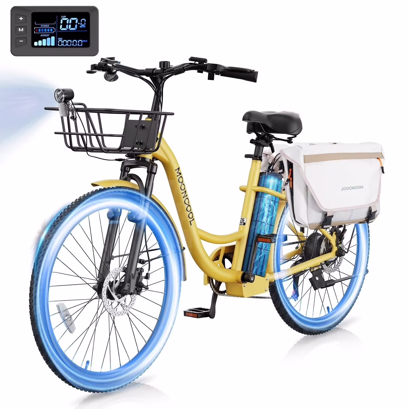 Electric Bicycle for Adults 350W, 7-Speed Ebike with 36V 10.4Ah Removable Battery�� 40 Miles Range, 20 mph Electric Commuter Bike for Women Men, Certified to UL 2849 by SGS(Cyan/24") - Image 7