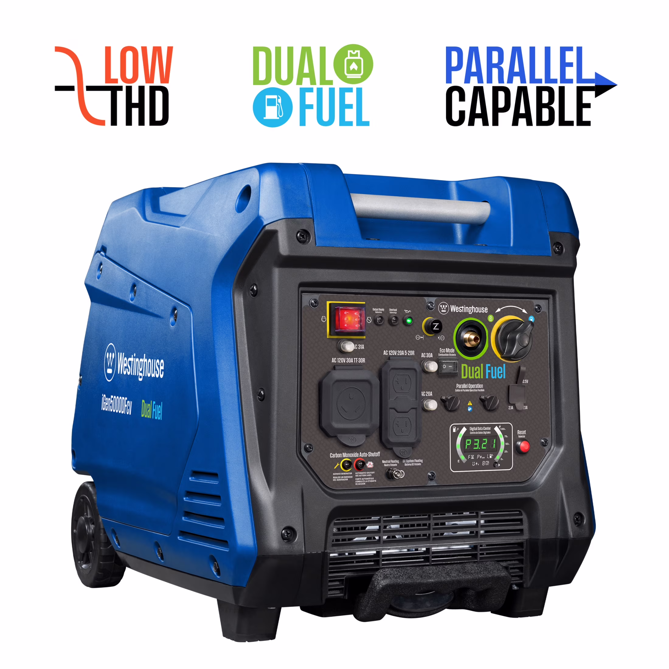 5000 Peak Watt Portable Dual Fuel Inverter Generator, Recoil Start, Gas/Propane(iGen5000DFcv)