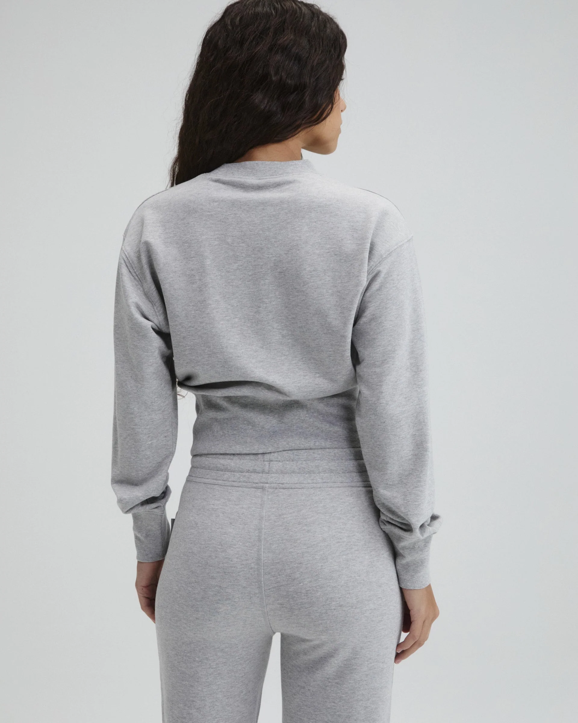 Modal Cinch Hem Sweatshirt - Light Grey Melange