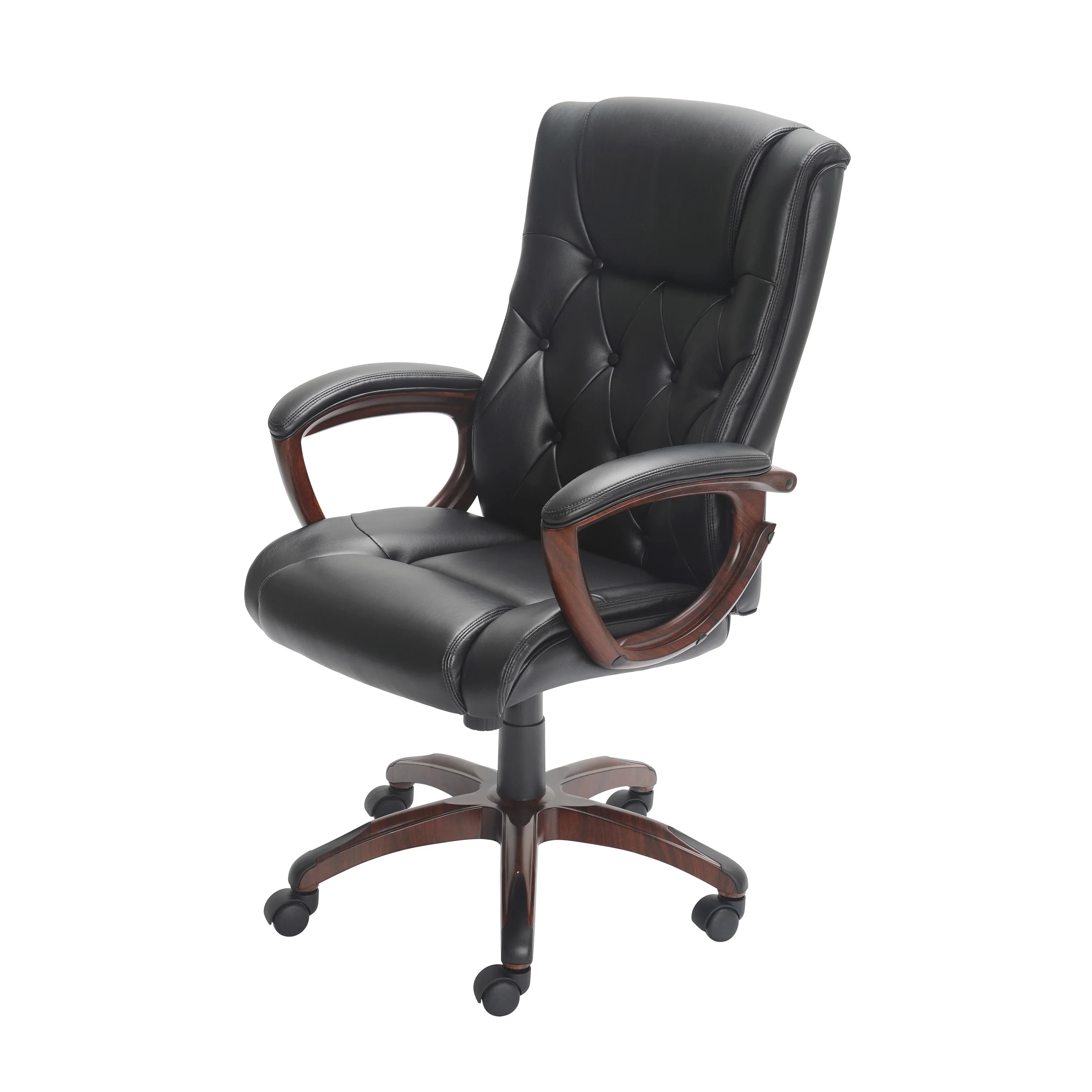 Better Homes and Gardens Executive, Mid-Back Manager's Office Chair with Arms, Black Bonded Leather