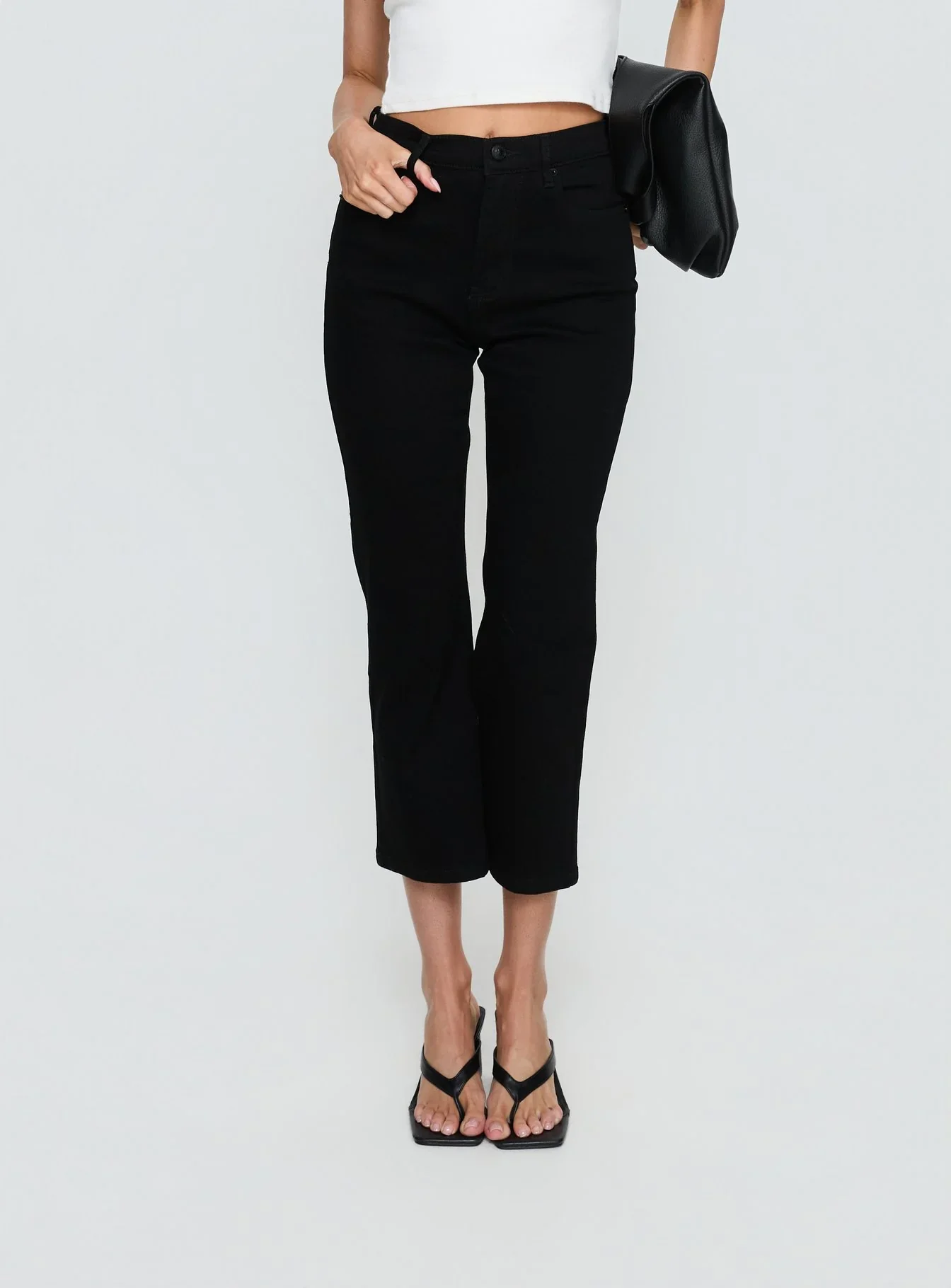 Cindee High Rise Cropped Jeans Jet Black