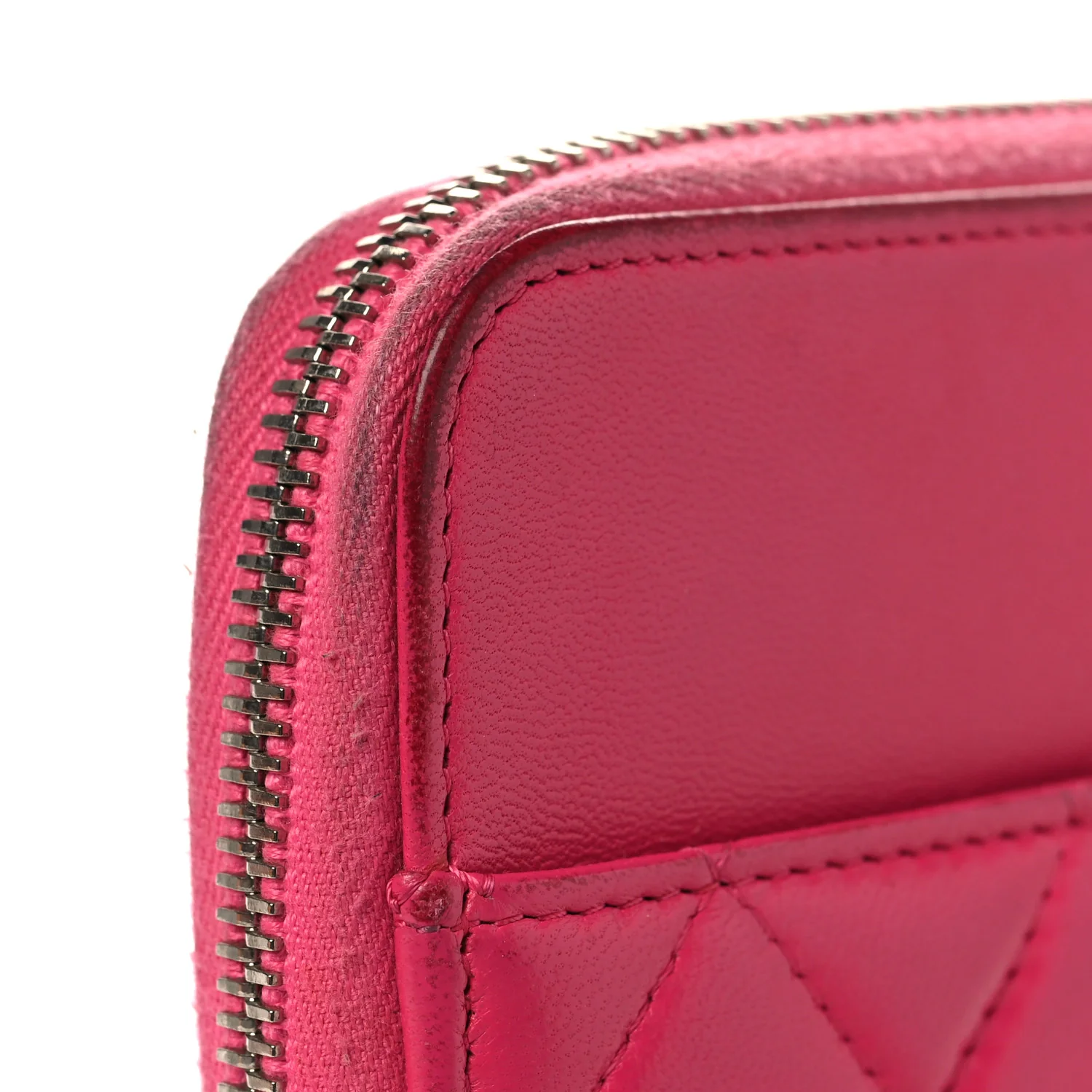 Lambskin Quilted Large Zip Around Organizer Wallet Pink