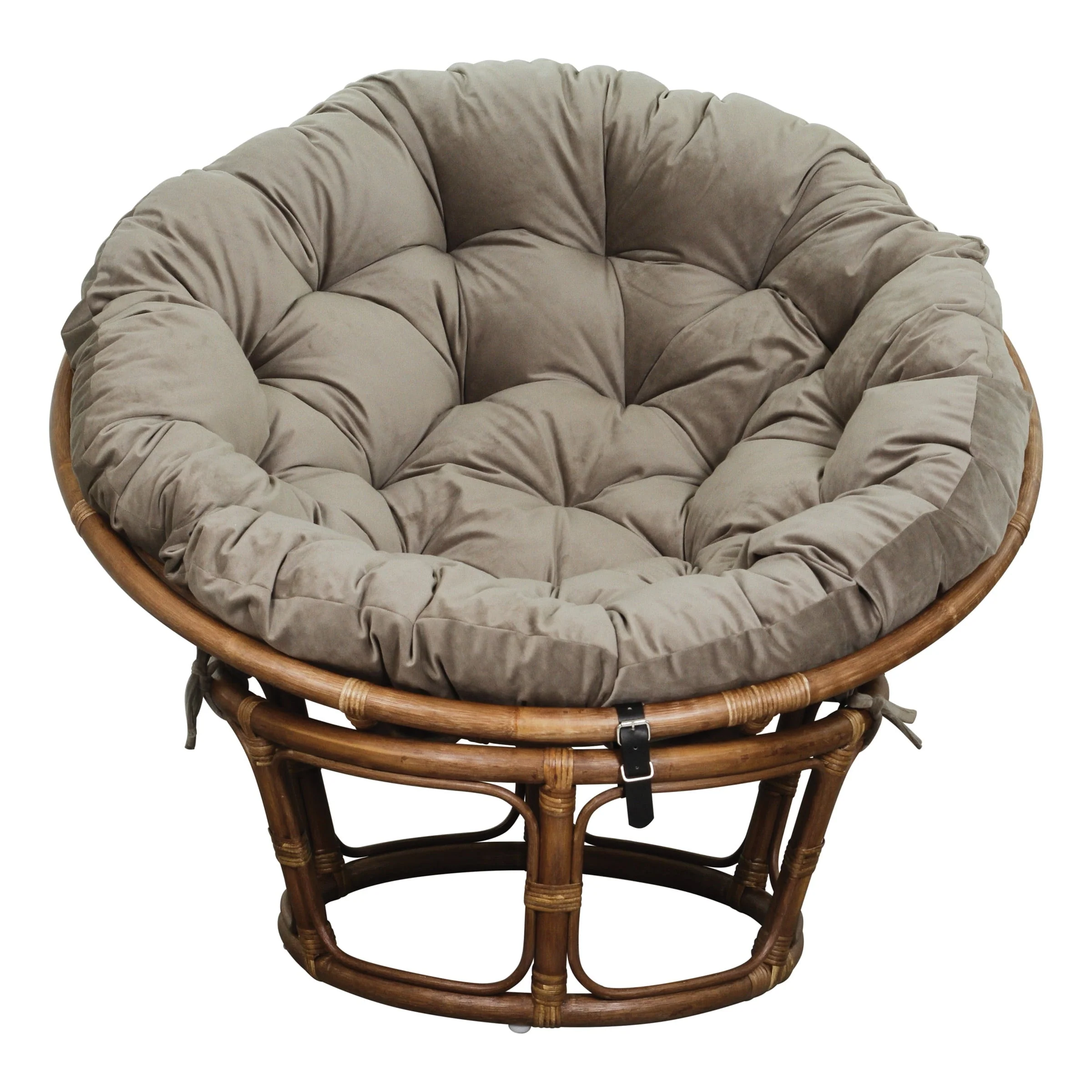 OSP Home Furnishings Specialty Seating Series Papasan Chair, Brown Rattan Frame with Green Round Pillow Cushion(Green) Image 4
