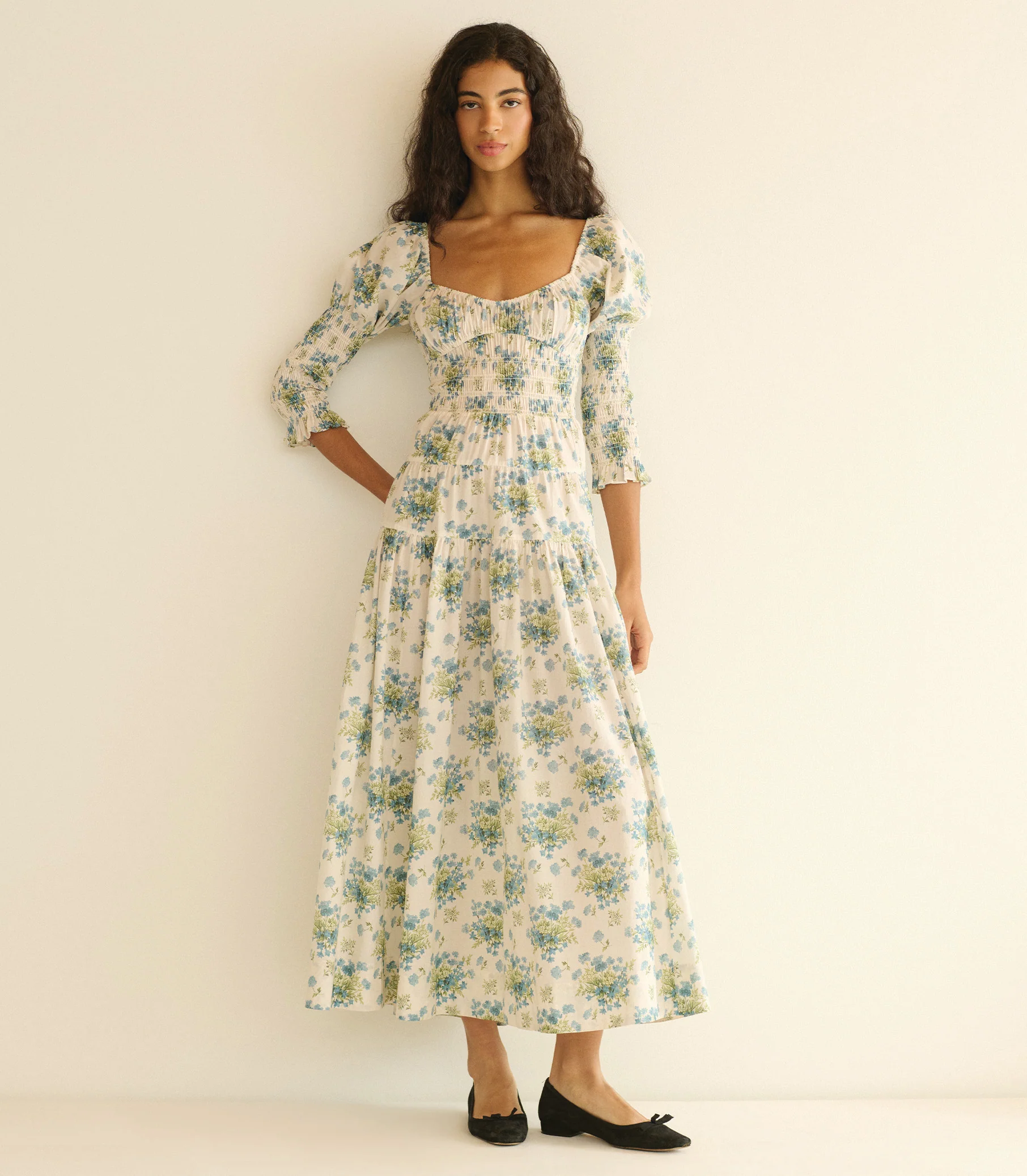 SERAPHINA DRESS -- CRÈME LANTANA FLORAL