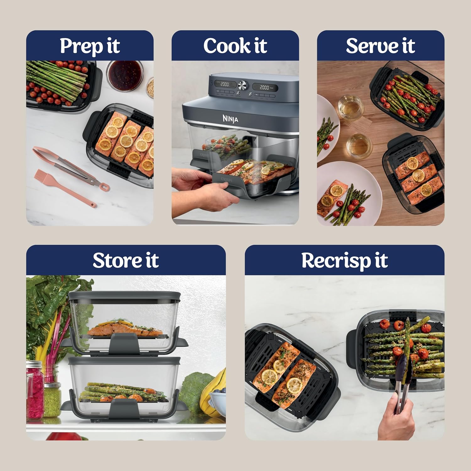 Ninja Crispi DualZone Glass Countertop Air Fryer, Cyberspace, DD101BL1