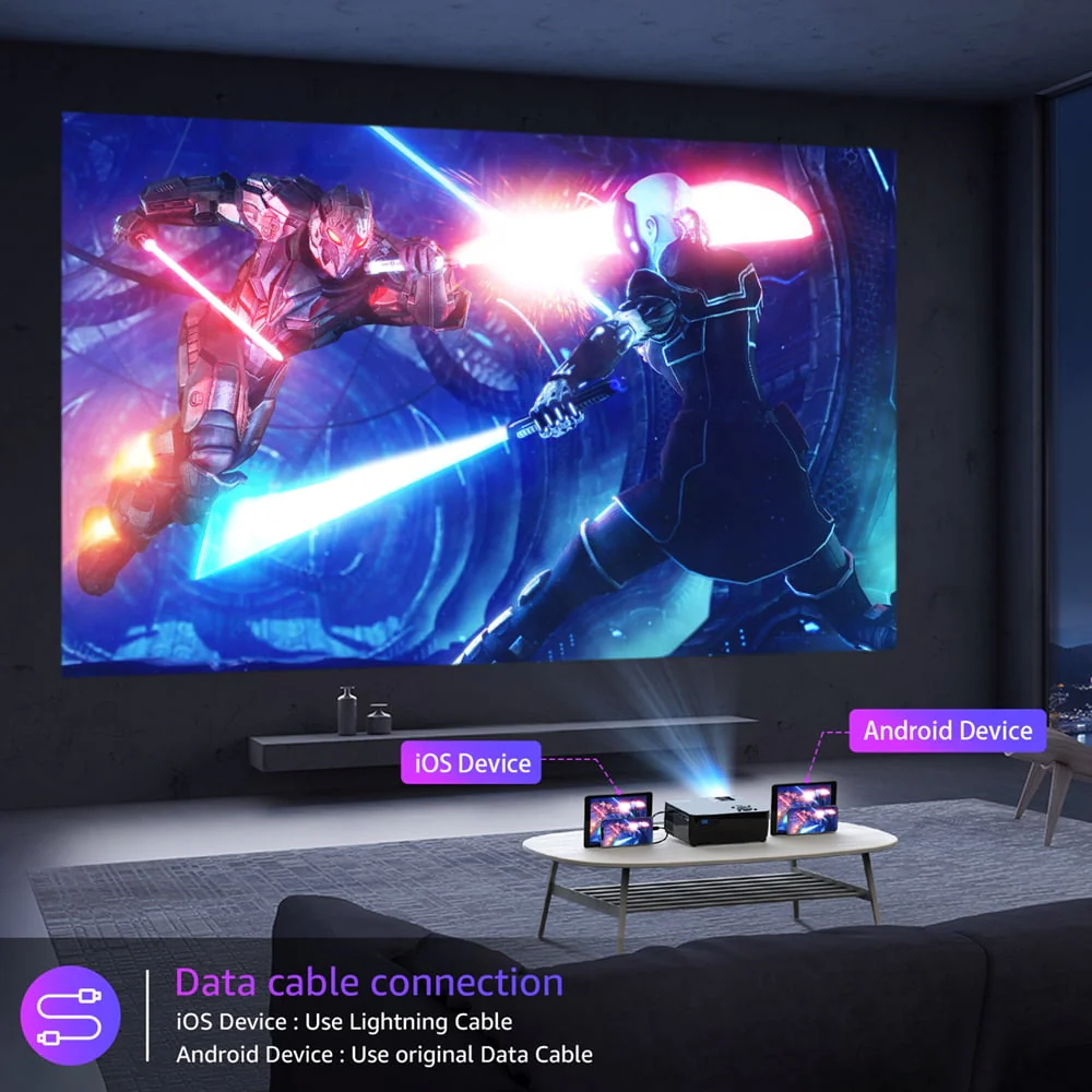 ROCONIA 5G WiFi Bluetooth Native 1080P Projector, 13000LM Full HD Movie Projector, LCD Technology 300" Display Support 4k Home Theater,(Projector Screen Included) - Image 5