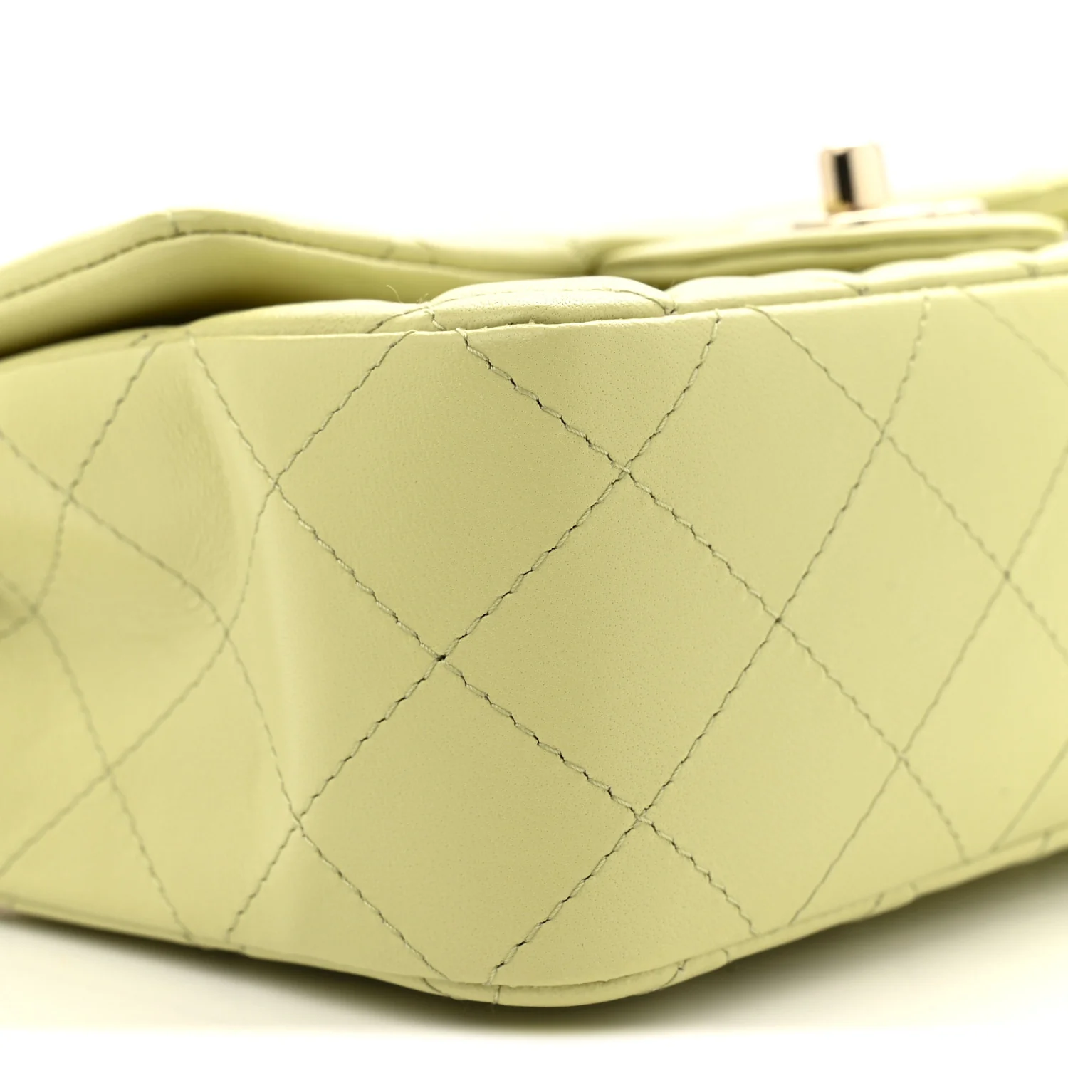 Lambskin Quilted Mini Rectangular Flap Light Green