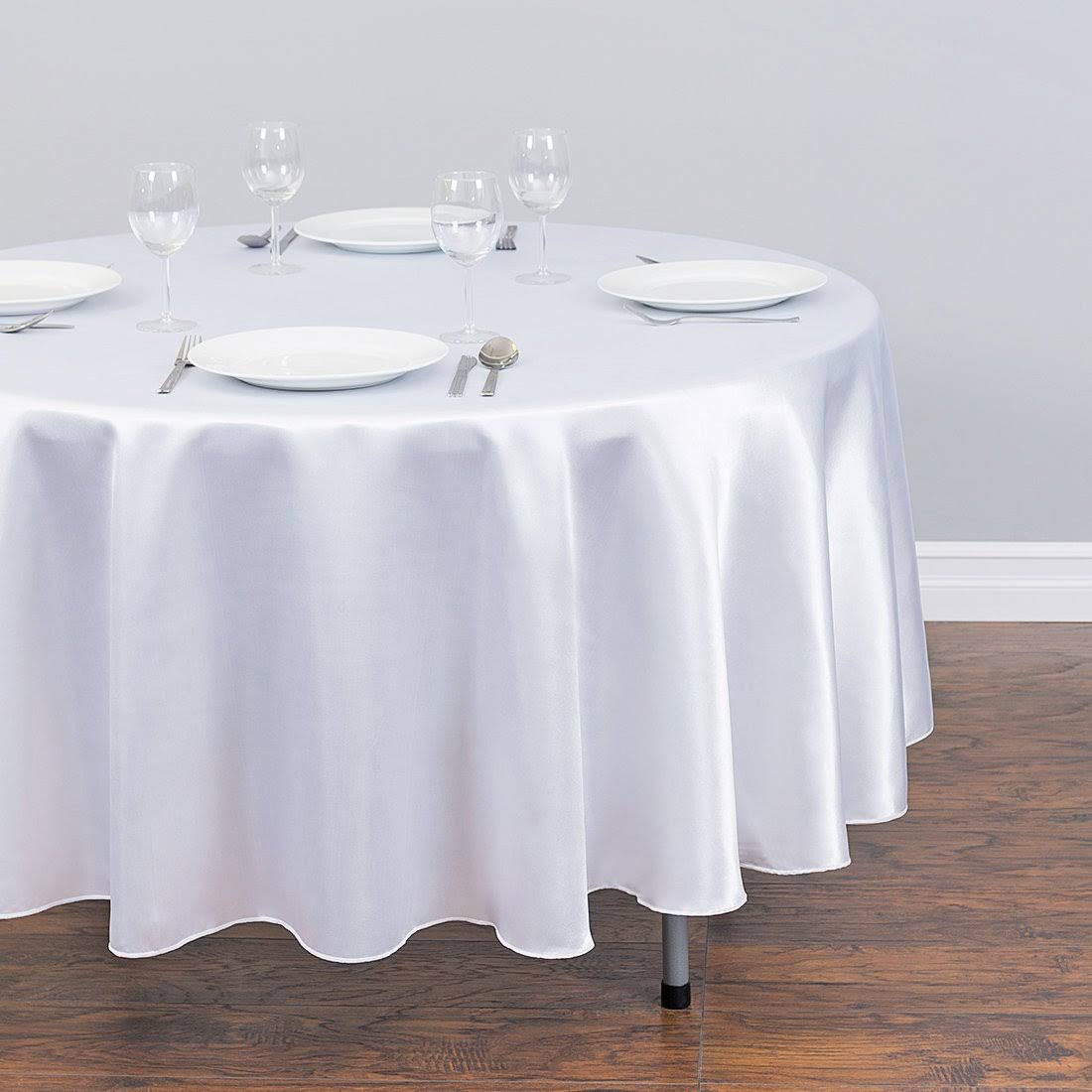 Linentablecloth 90-Inch Satin Tablecloth Round White