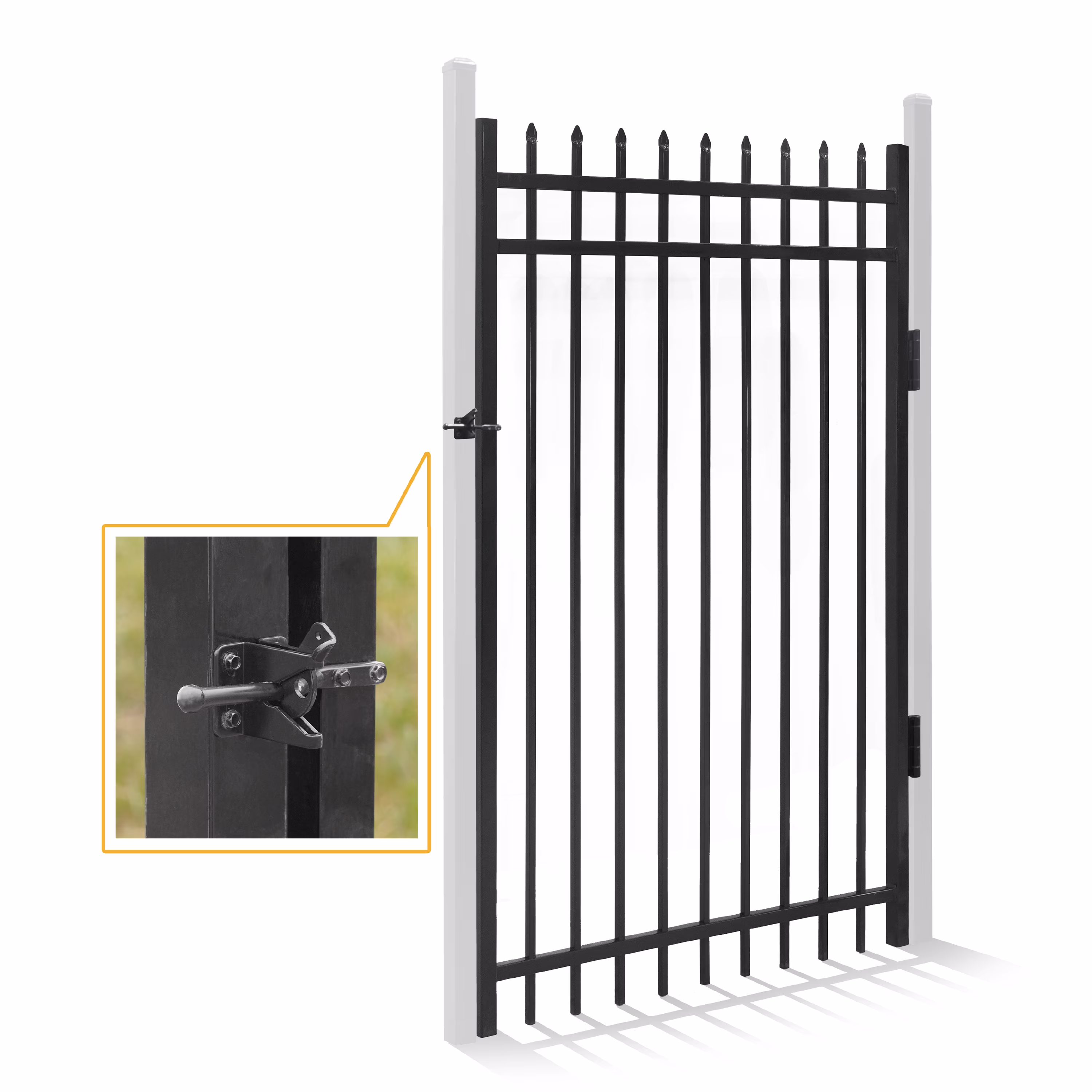 Fencer Wire Heavy Duty Pinnacle Fence Gate, 6FT Height x 4FT Width Outdoor Fence Gate, Outdoor Anti - Rust Metal Steel Gate for Fencing Barrier, Decorative Garden Gate for Residential, Yard, Pool, Patio