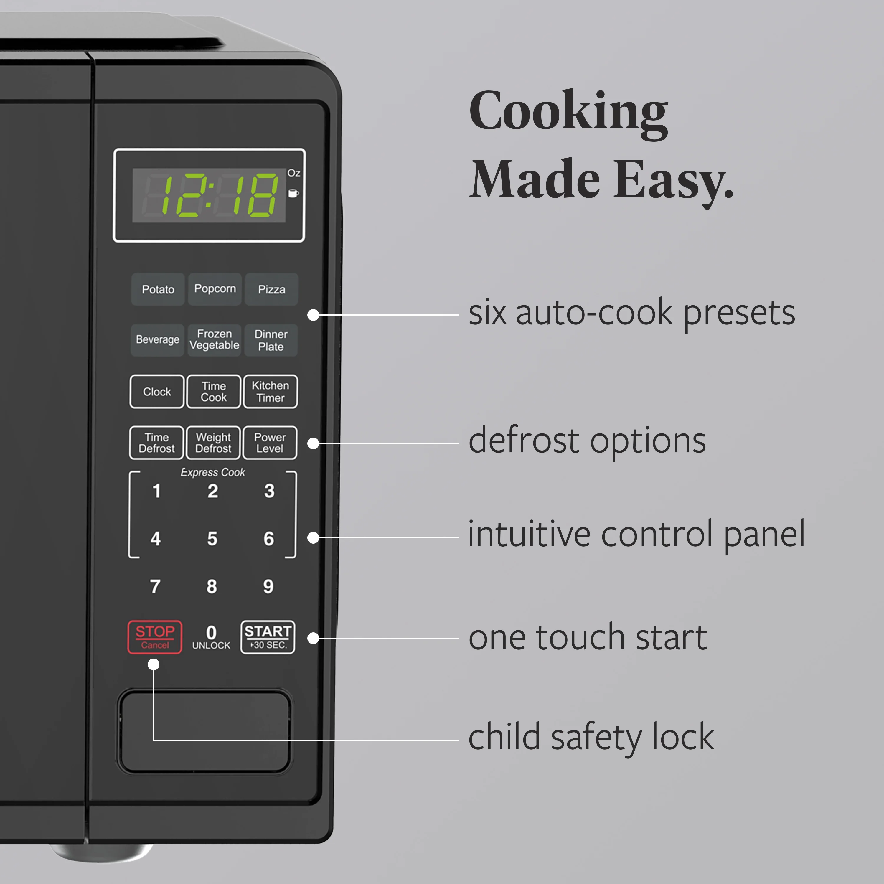 FMGZ09BKA 0.9 Cu. Ft. Microwave Oven, 900W, Digital Control, LED Display, 6 Cooking Presets, Black(Black 0.9) - Image 6