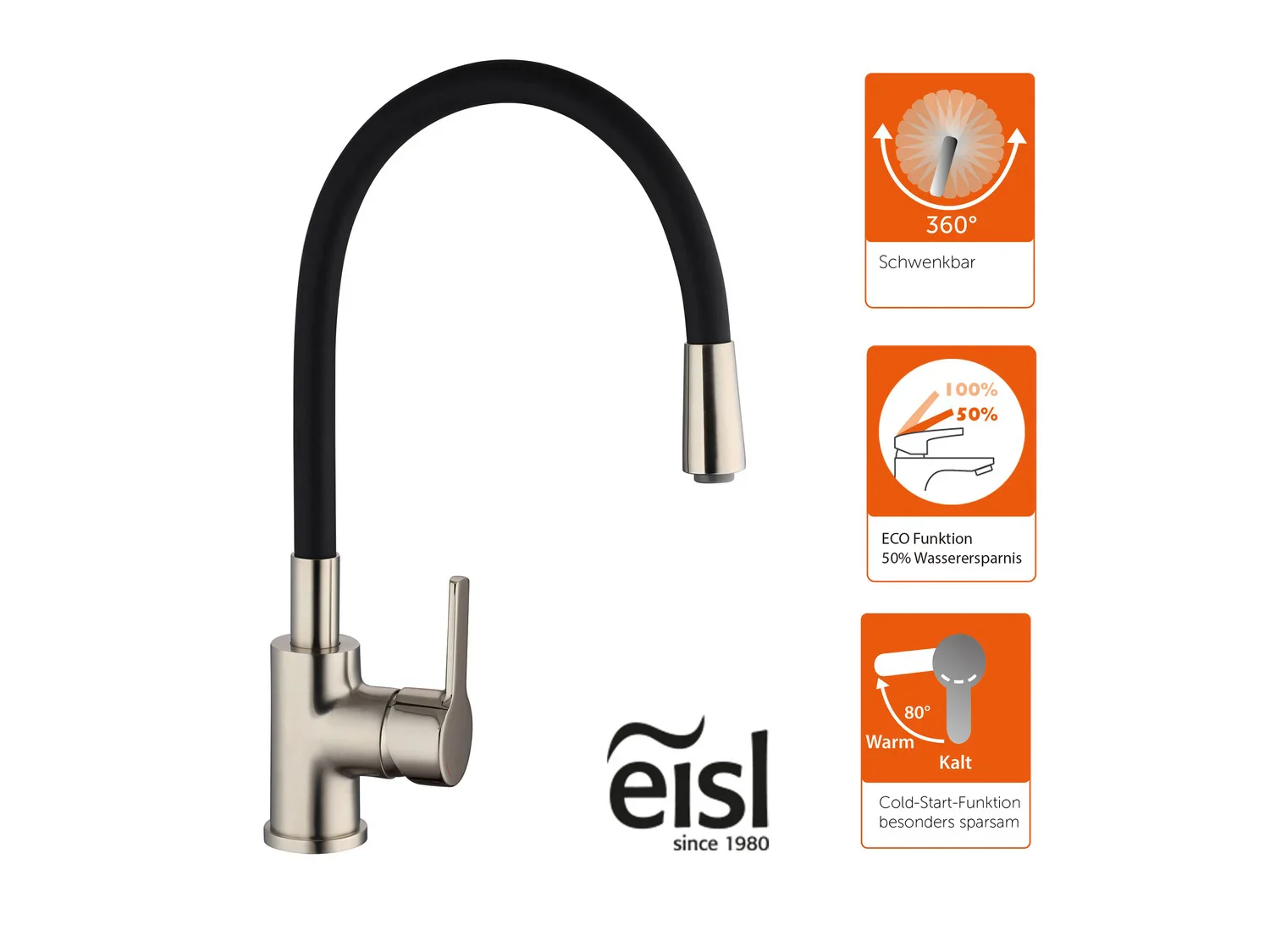 Eisl Mitigeur de cuisine Flexo, avec fonction Cold Start