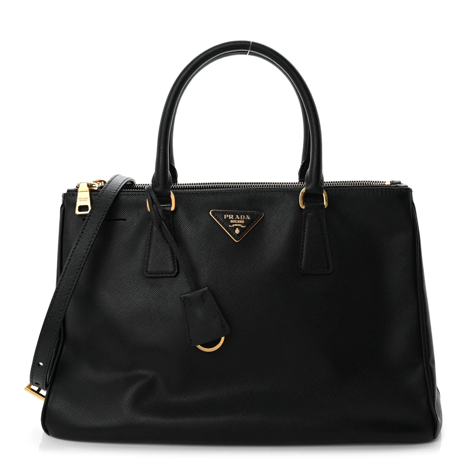 Saffiano Medium Galleria Double Zip Tote Black