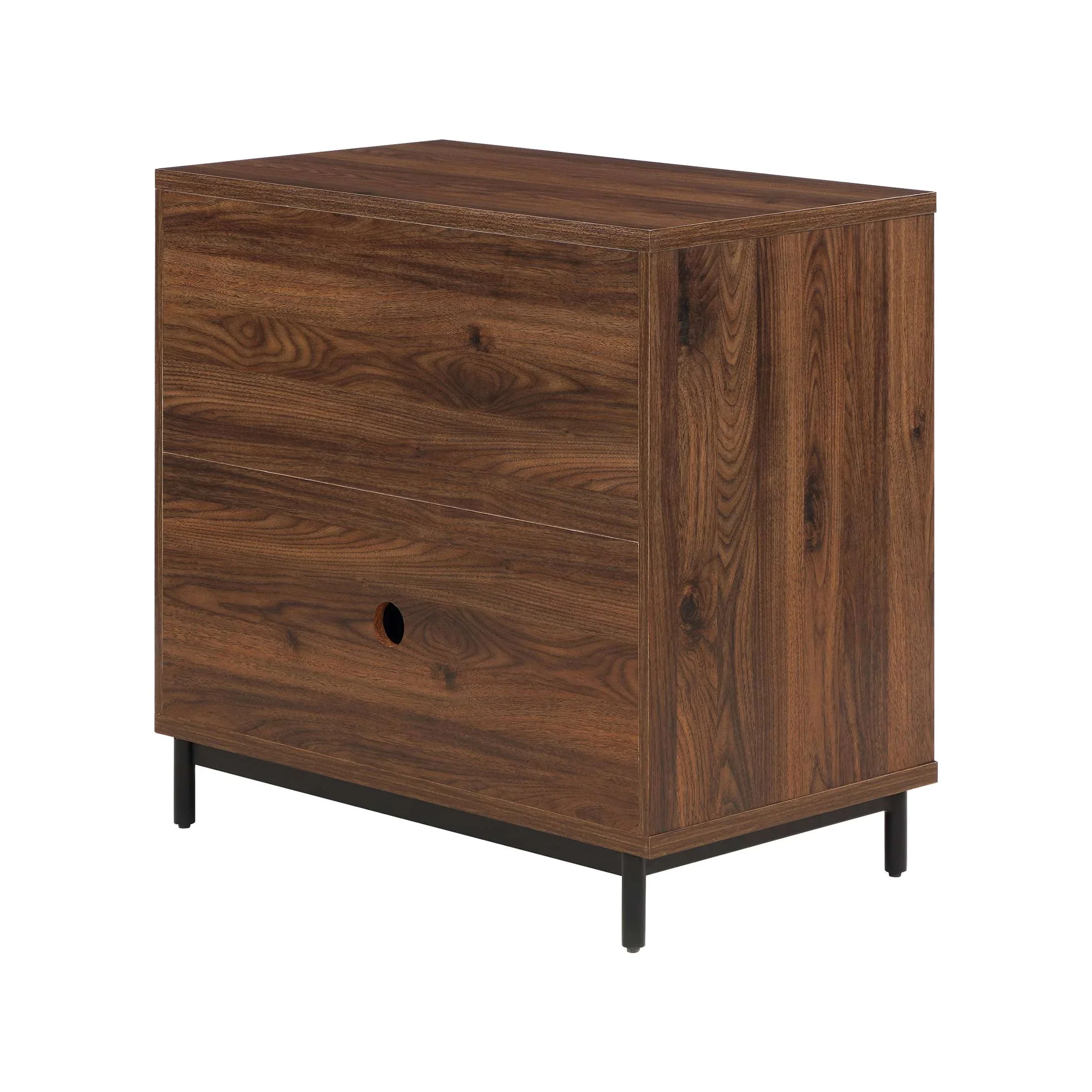 Better Homes & Gardens Wyatt Geo 2-Drawer Nightstand with USB, Walnut Finish