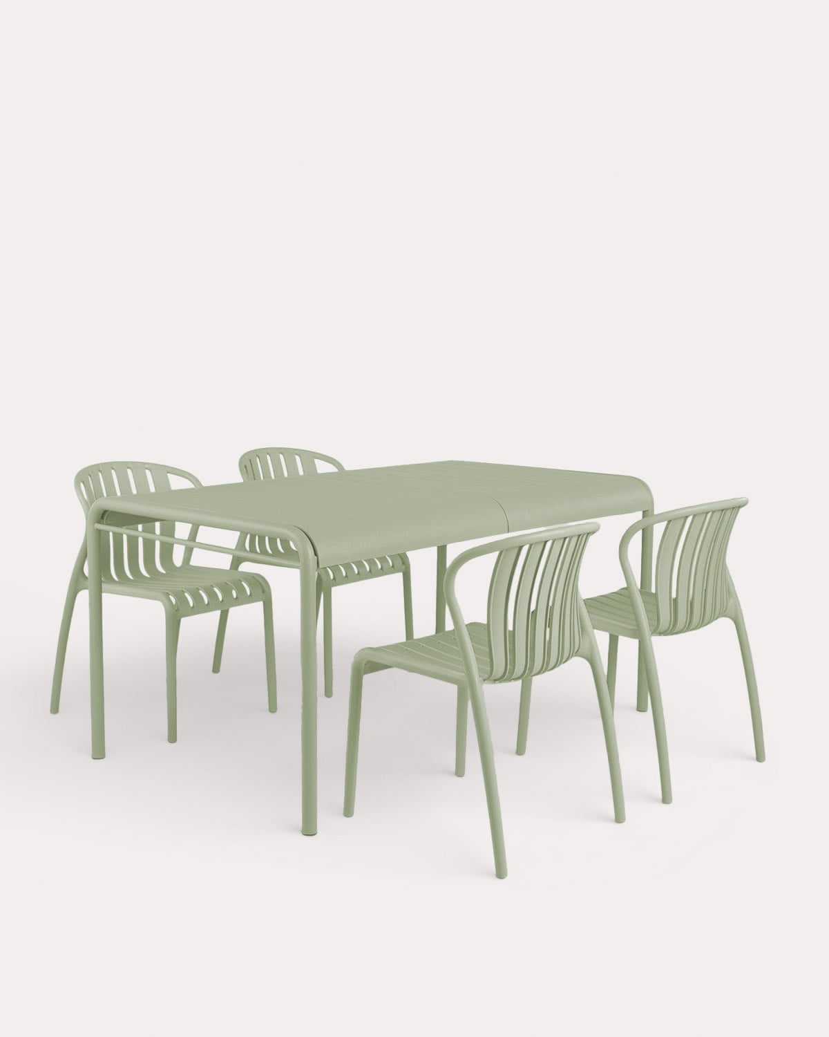 Baztan - Set de Mesa Rectangular (153x90 cm) y 4 Sillas de Polipropileno de Exterior Baztan