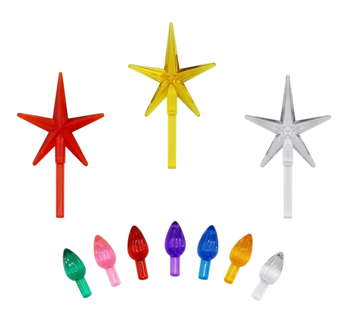 Creative Hobbies Ceramic Christmas Tree Replacement Lights Medium Twist Light Ornaments 100 PC Multi Colors Plus 3 Tree Topper Stars