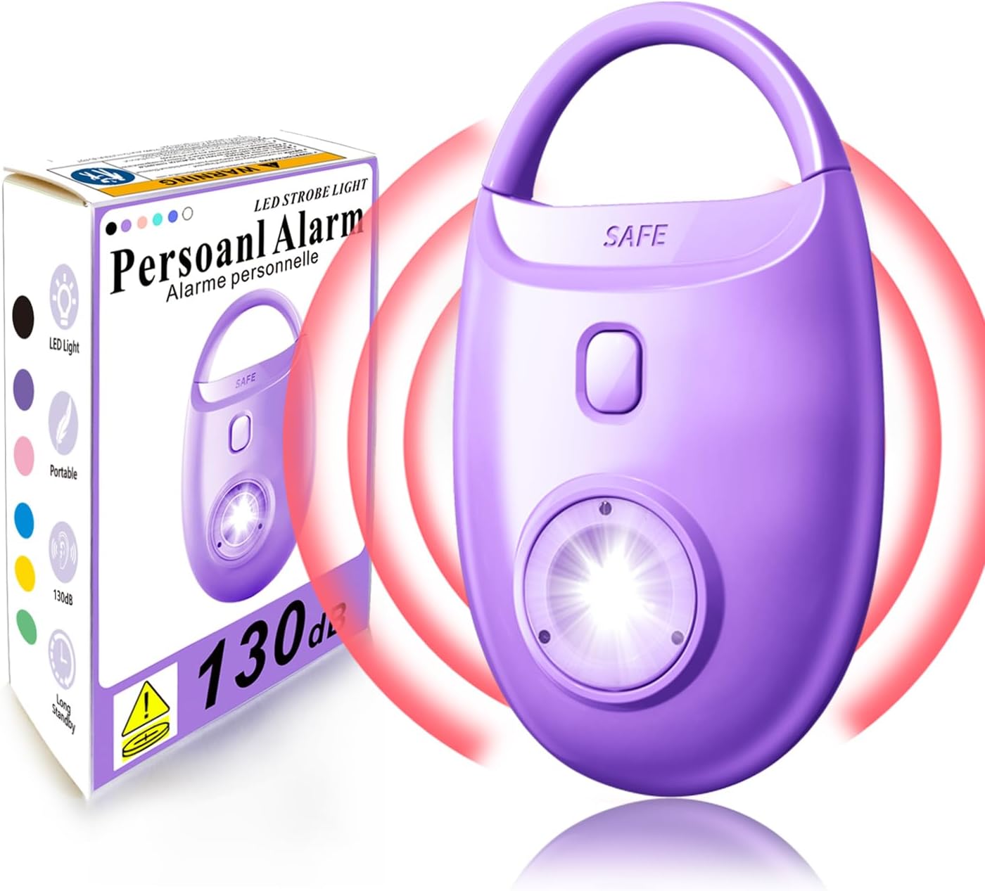 Personal Safety Alarm for Women – 130dB Loud Emergency Siren, Self Defense Keychain with LED Strobe Light, Safe Sound for Children, Girls, Students