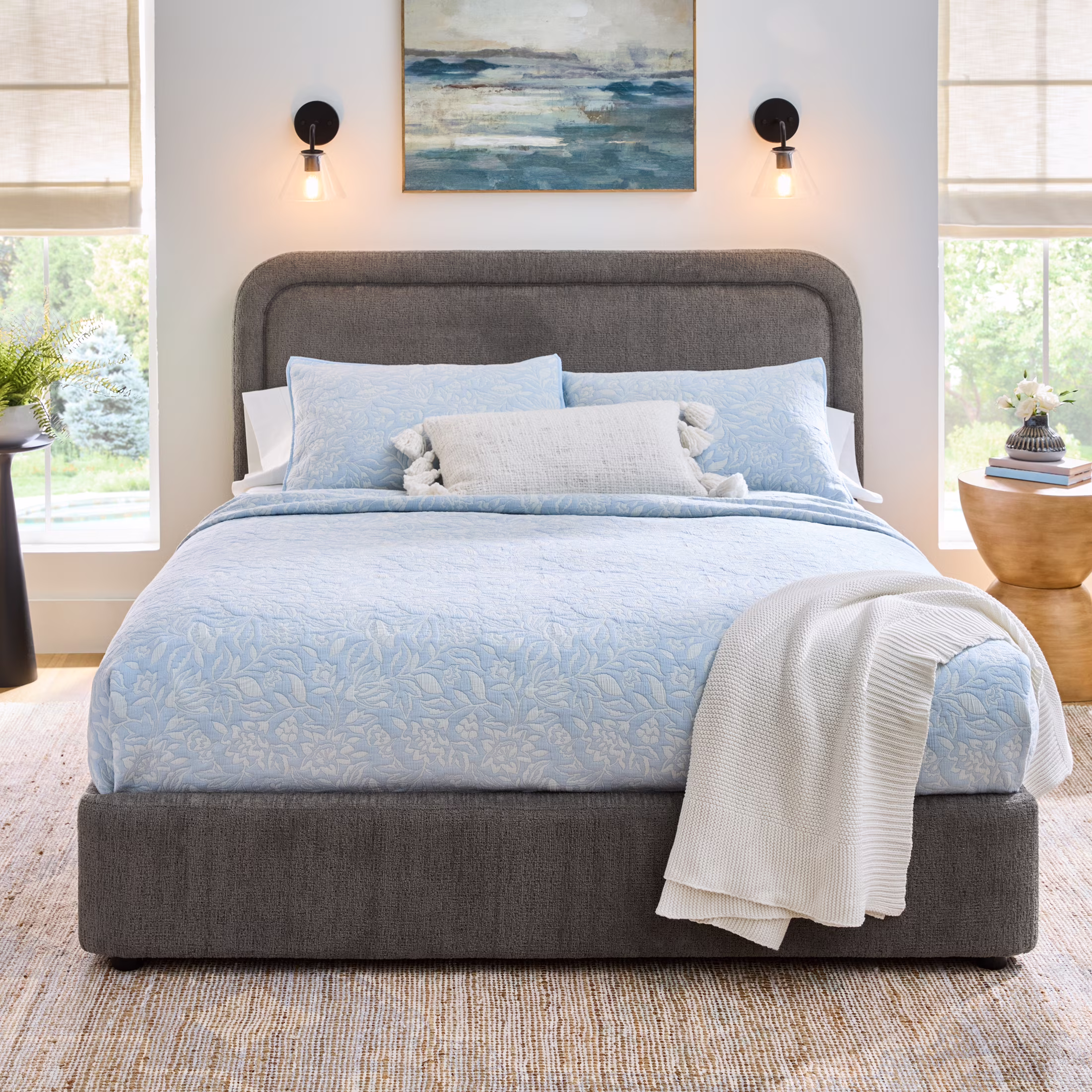 Better Homes & Gardens Juliet King Boucle Platform Bed, Ivory